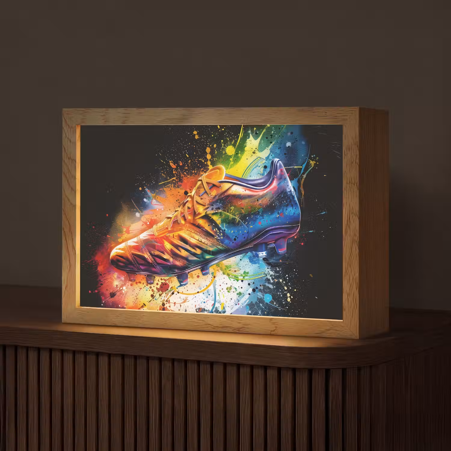 Graffiti - Sport - Voetbal - Schoen - Verf Light Box met kabel (Tafellamp) klein -z3d_website