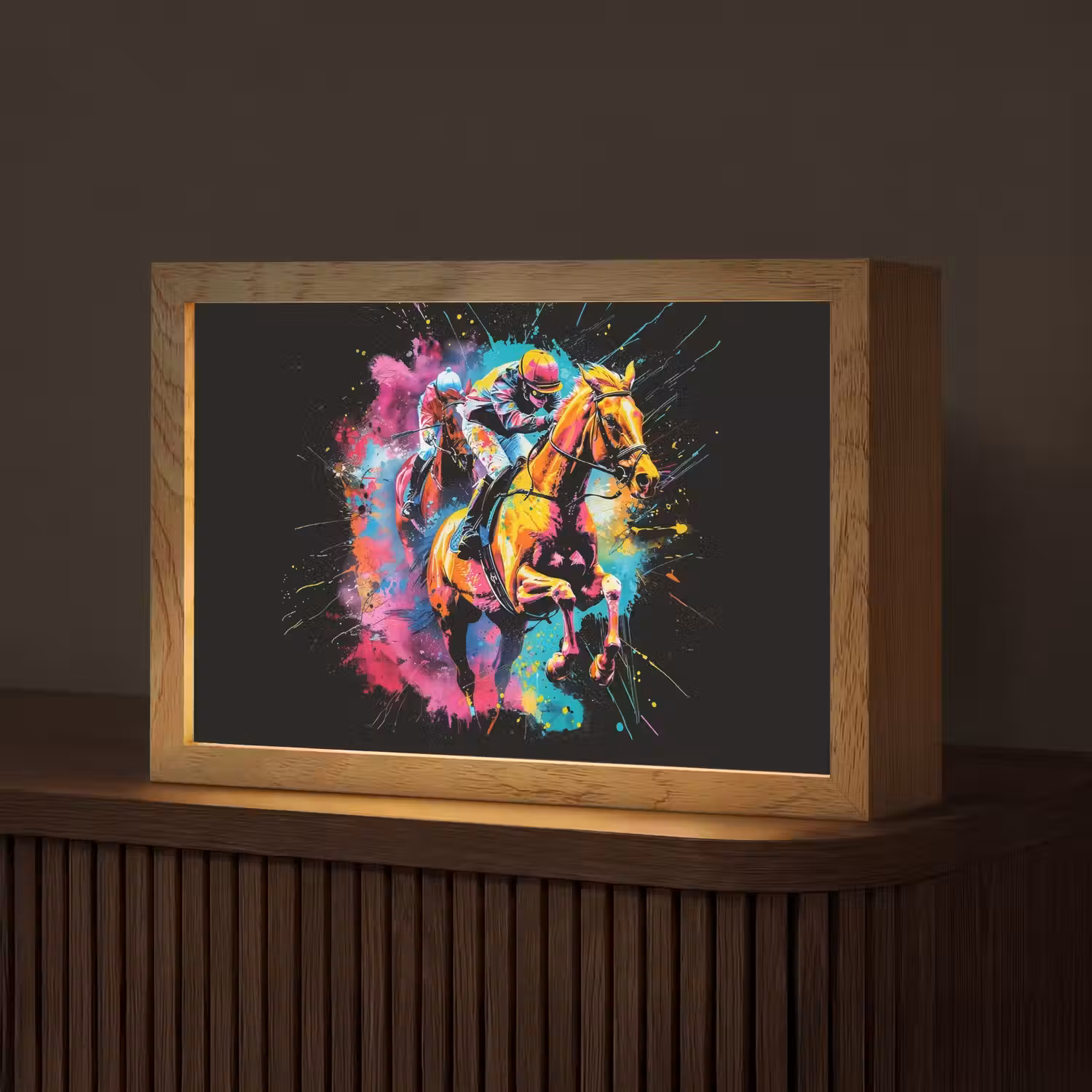 Graffiti - Sport - Paard rensport - Paardrijden Light Box met kabel (Tafellamp) klein -z3d_website