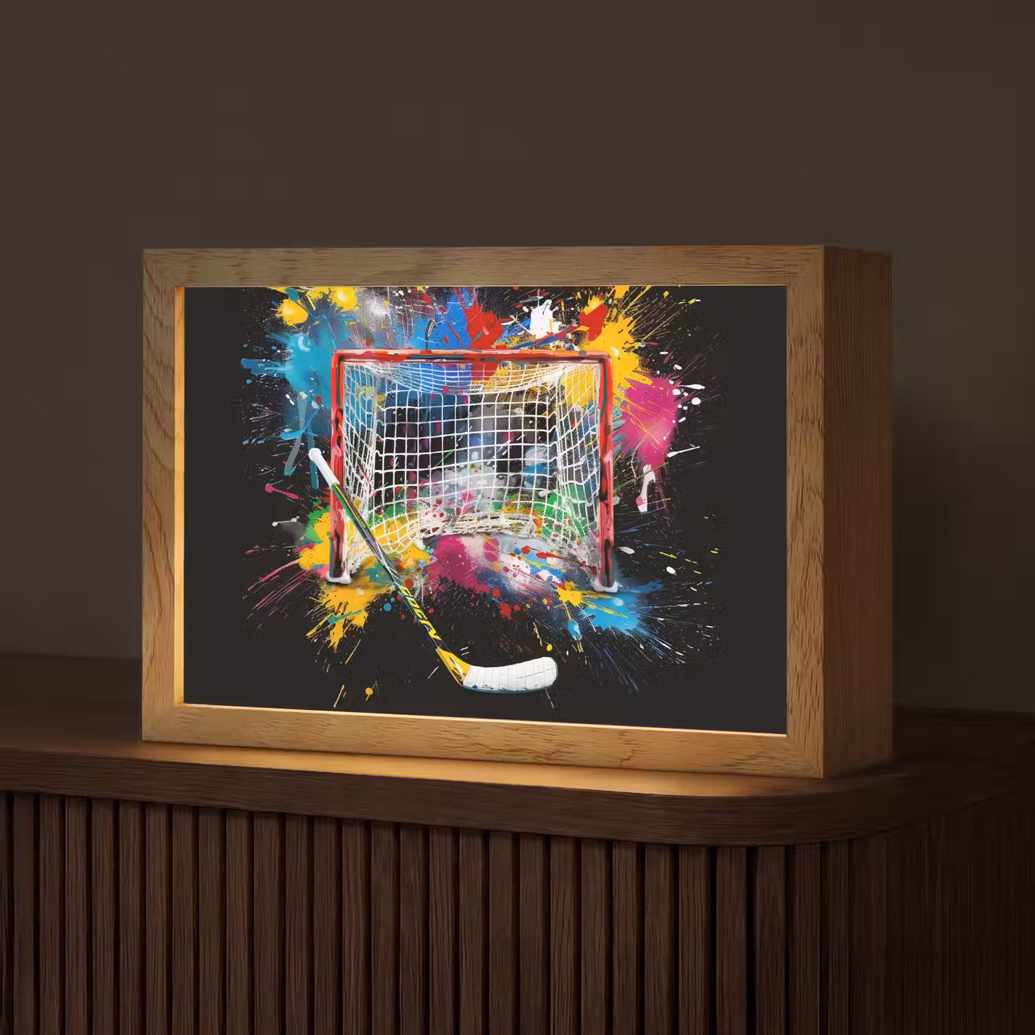 Graffiti - Sport - IJshockey - Hockey goal Light Box met kabel (Tafellamp) klein -z3d_website