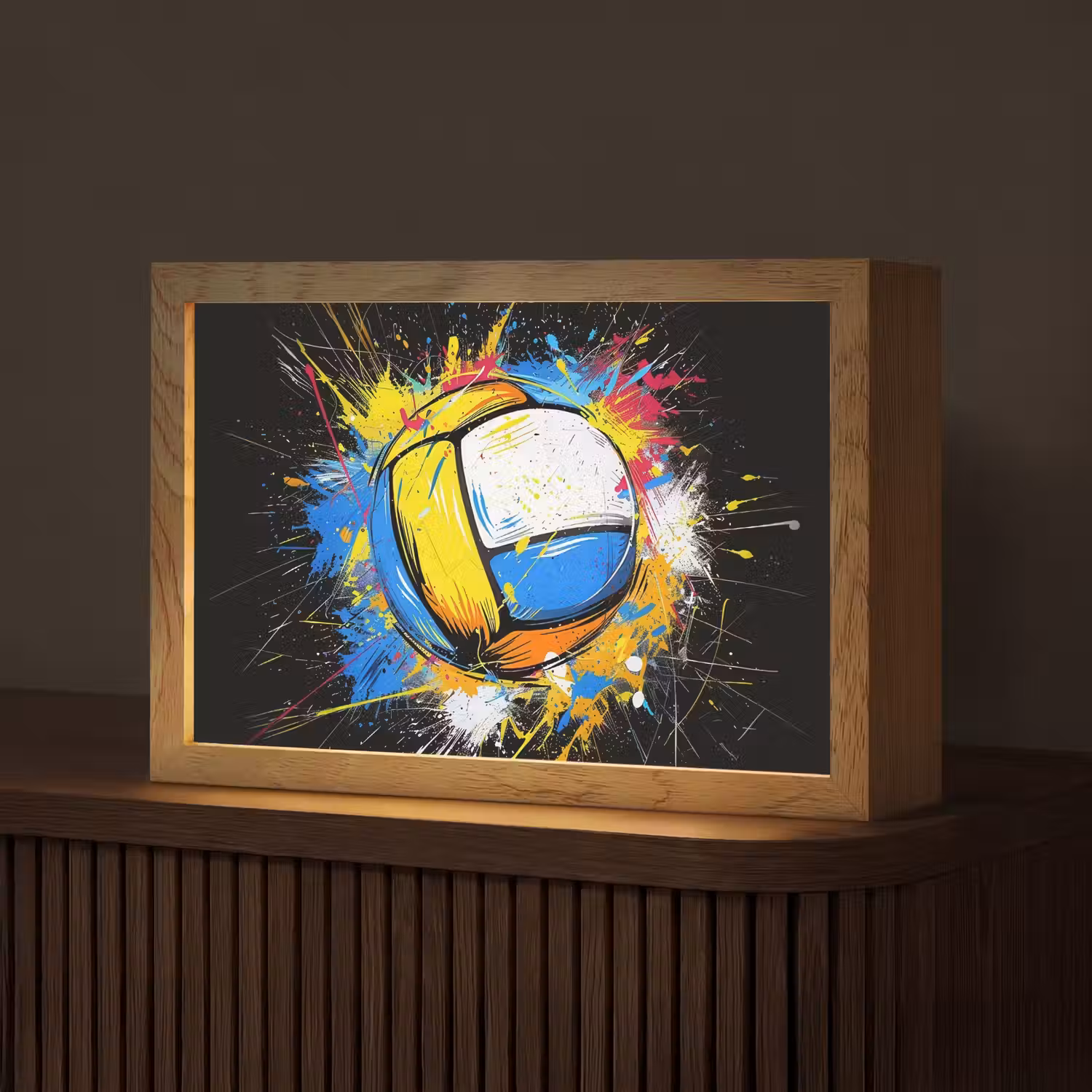 Graffiti - Sport - Volleybal - Bal Light Box met kabel (Tafellamp) klein -z3d_website
