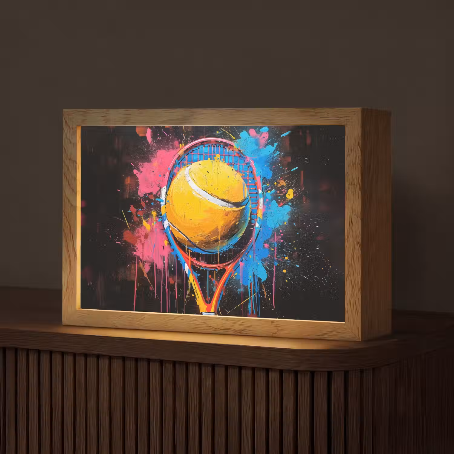 Graffiti - Tennis - Sport - Racket Light Box met kabel (Tafellamp) klein -z3d_website