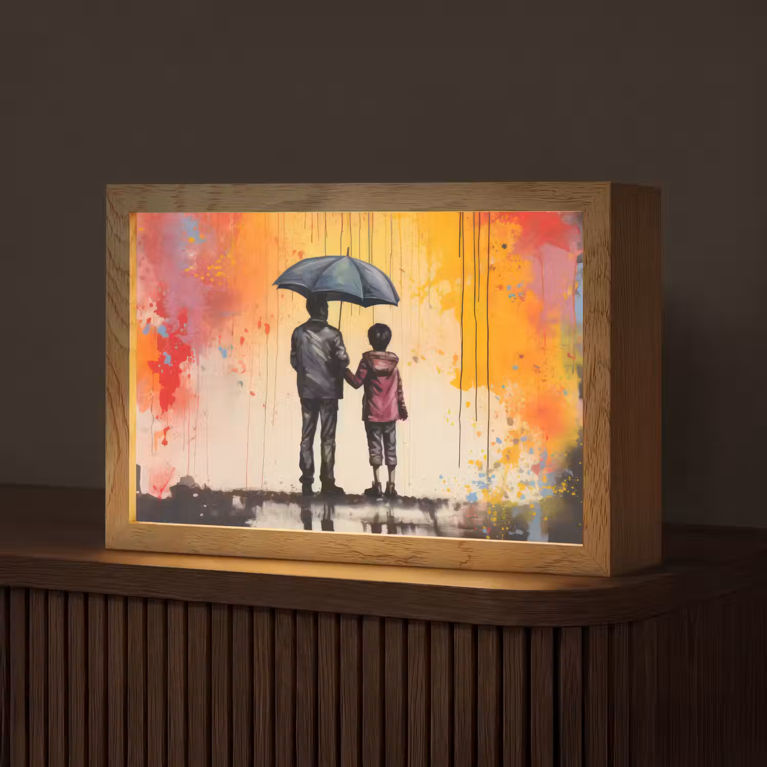 Graffiti - Paraplu - Mensen - Kleuren - Kunst Light Box met kabel (Tafellamp) klein -z3d_website