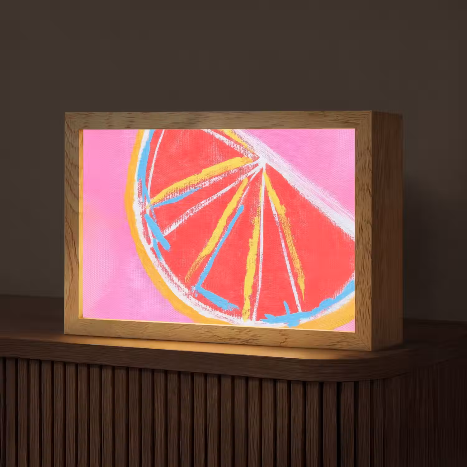 Grapefruit - Geschilderd - Roze - Strepen Light Box met kabel (Tafellamp) klein -z3d_website