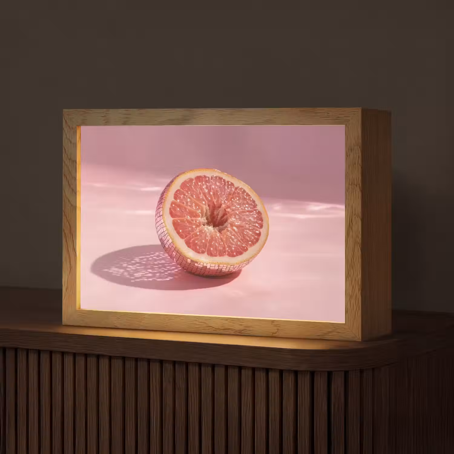 Grapefruit - Roze - Disco - Shiny Light Box met kabel (Tafellamp) klein -z3d_website