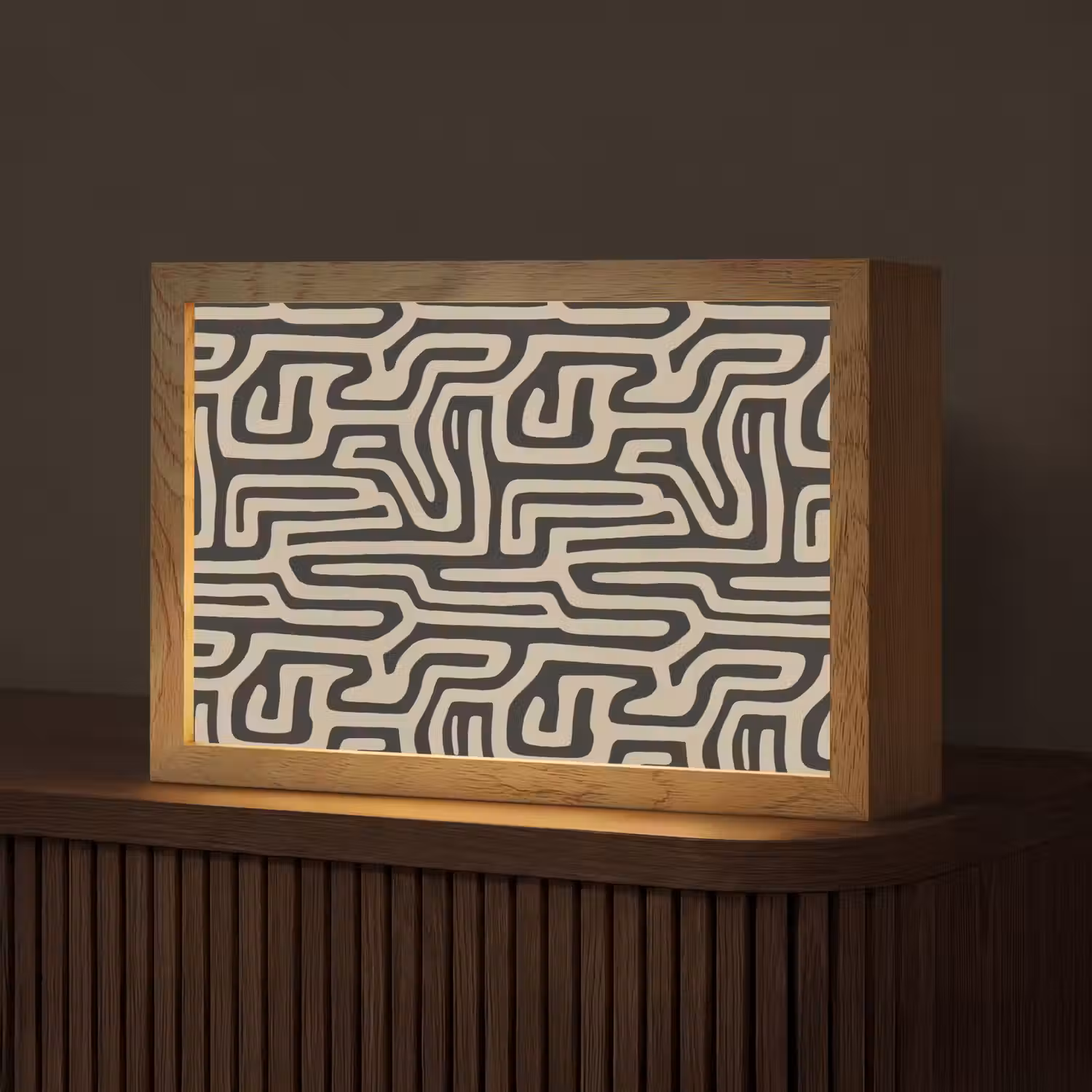 Grafisch - Lijnen - Zwart Light Box met kabel (Tafellamp) klein 924 -z3d_website