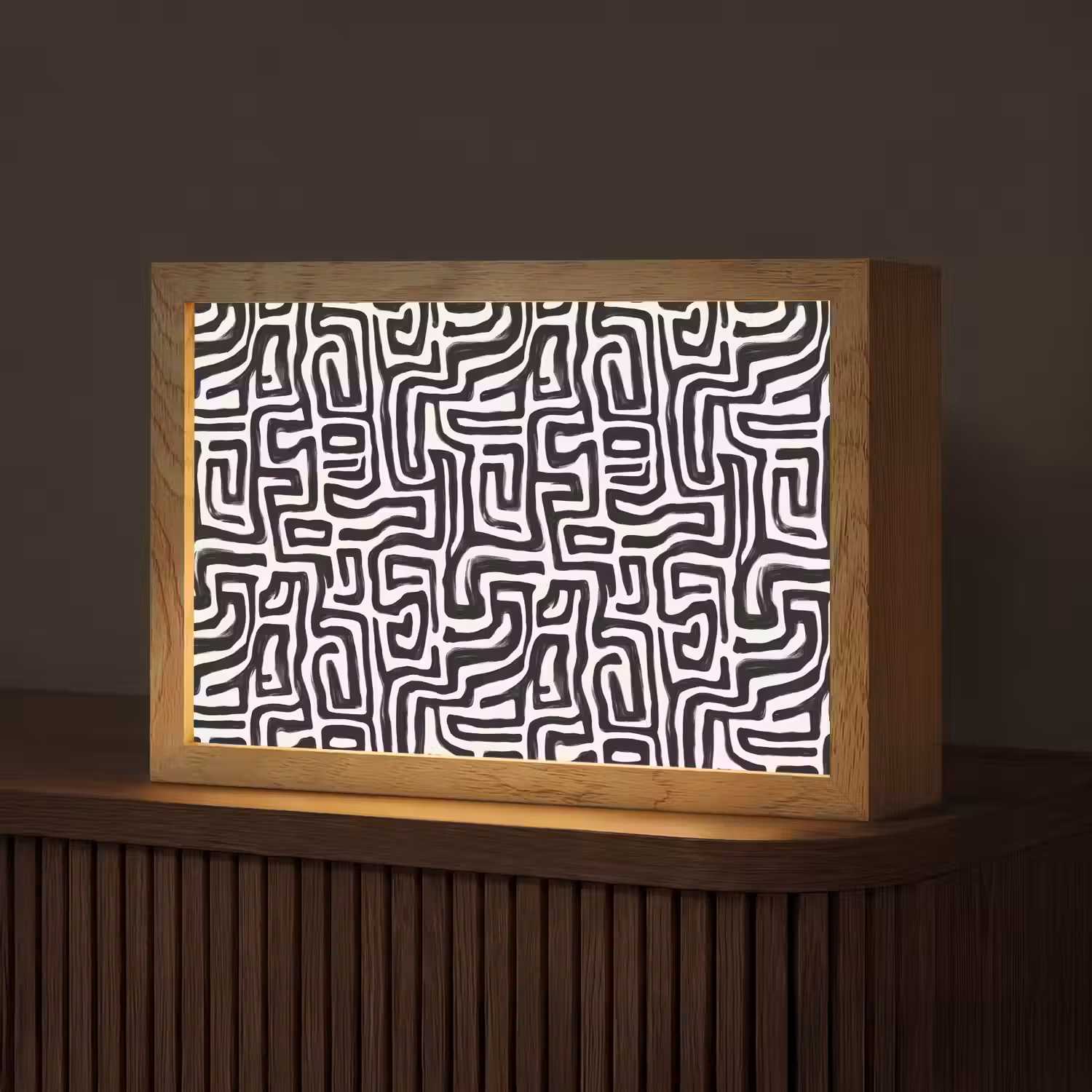 Grafisch - Lijnen - Zwart - Wit Light Box met kabel (Tafellamp) klein 924 -z3d_website