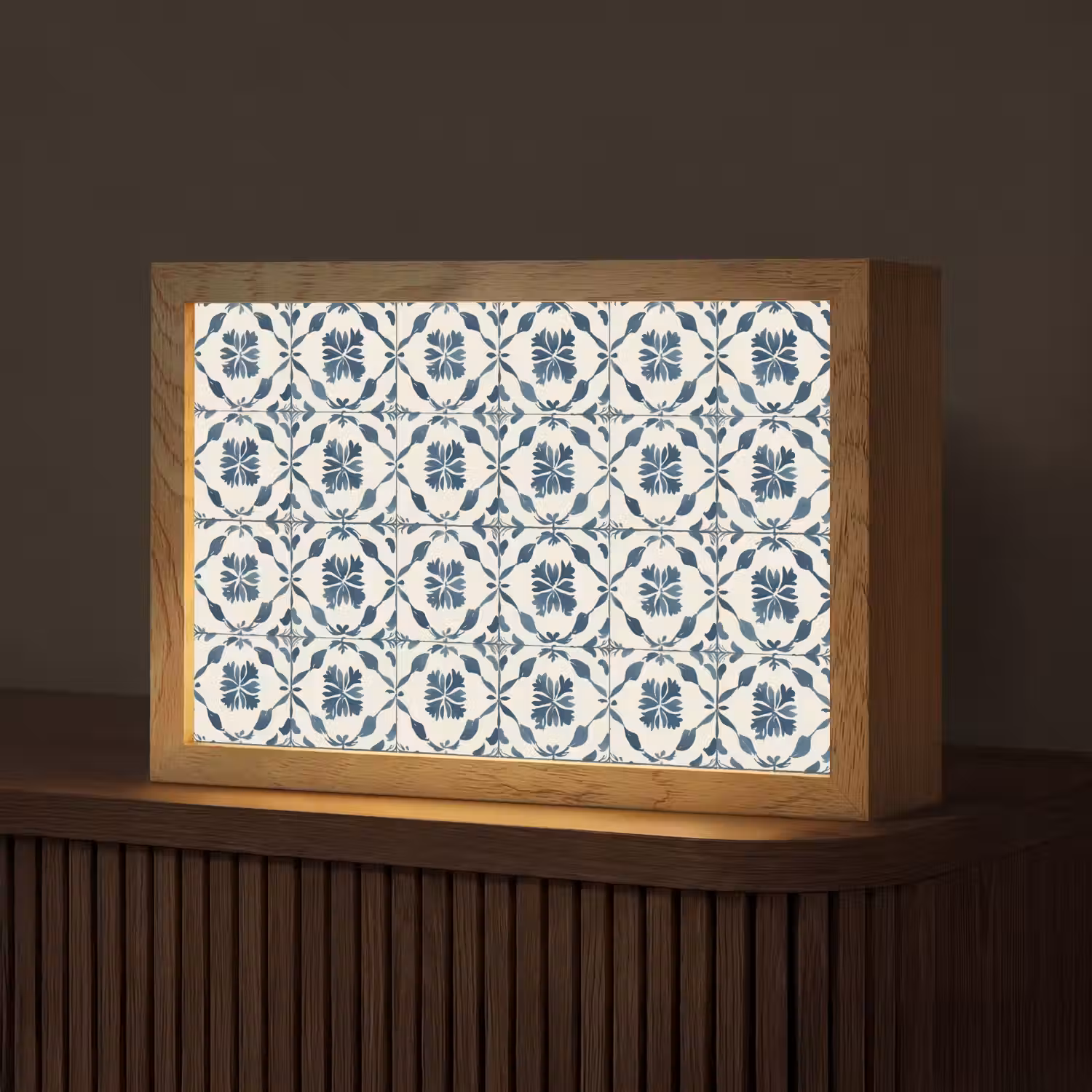 Grafisch - Tegel - Blauw Light Box met kabel (Tafellamp) klein 924 -z3d_website