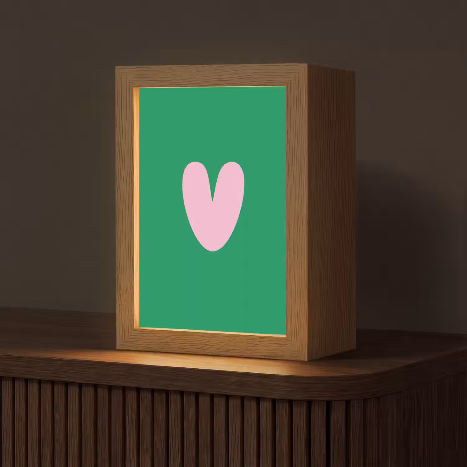 Groen - Hart - Minimalistisch - Valentijn Light Box met kabel (Tafellamp) klein -z3d_website