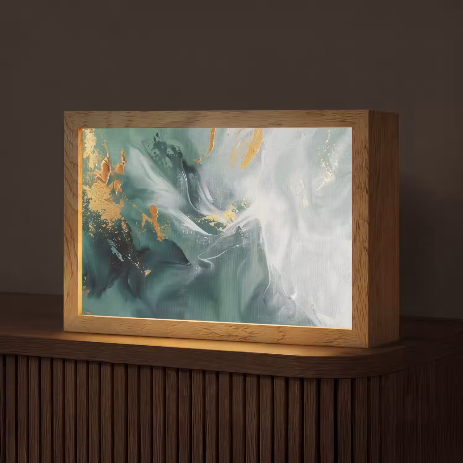 Groen - Modern - Marmer - Abstract Light Box met kabel (Tafellamp) klein -z3d_website