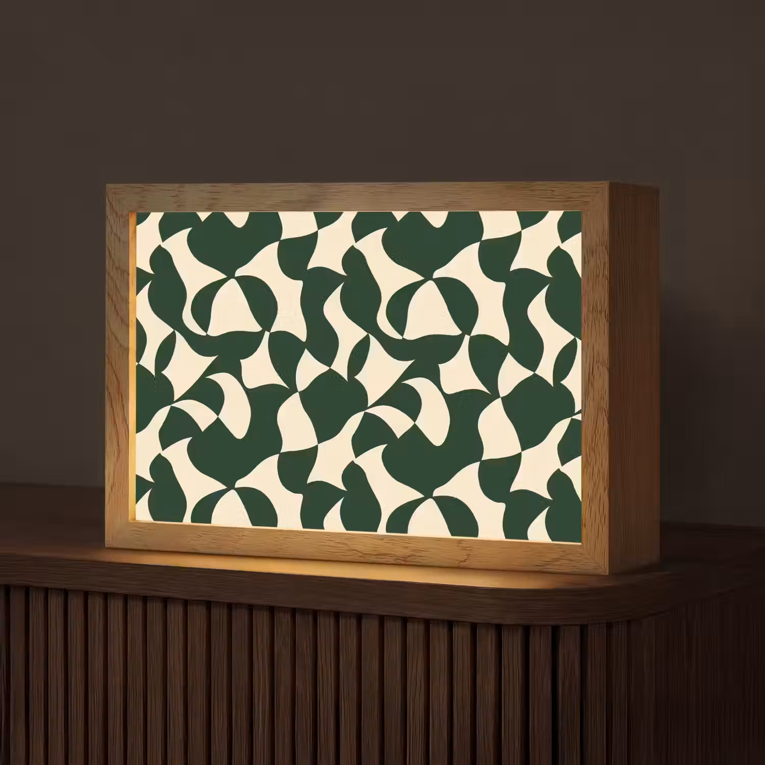 Groen - Organische vlakken - Crème Light Box met kabel (Tafellamp) klein 924 -z3d_website