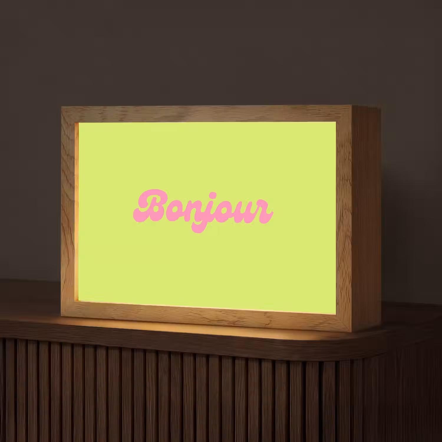 Groen - Roze bonjour - Retro Light Box met kabel (Tafellamp) klein -z3d_website