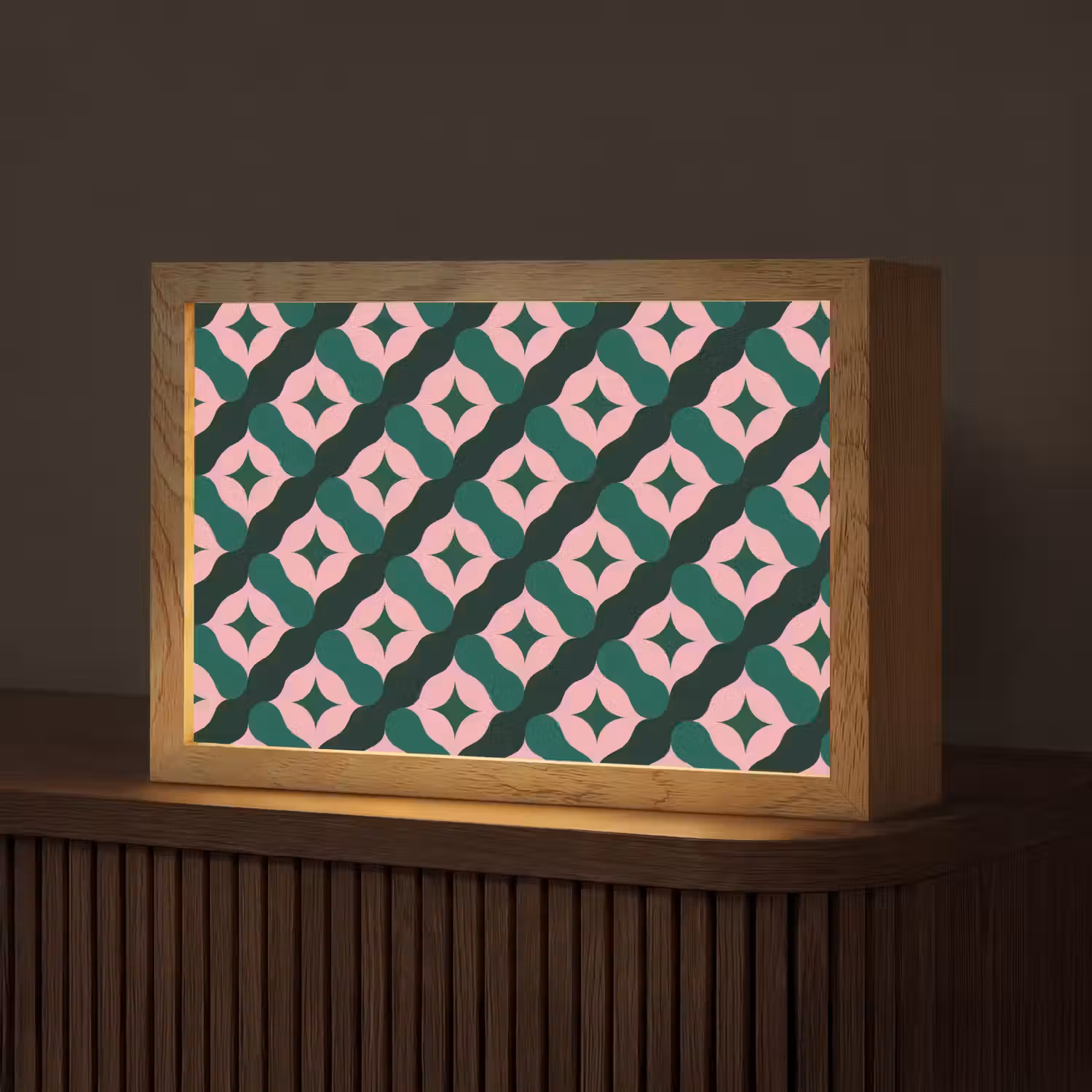Groen - Roze - Retro - Sterren Light Box met kabel (Tafellamp) klein 924 -z3d_website