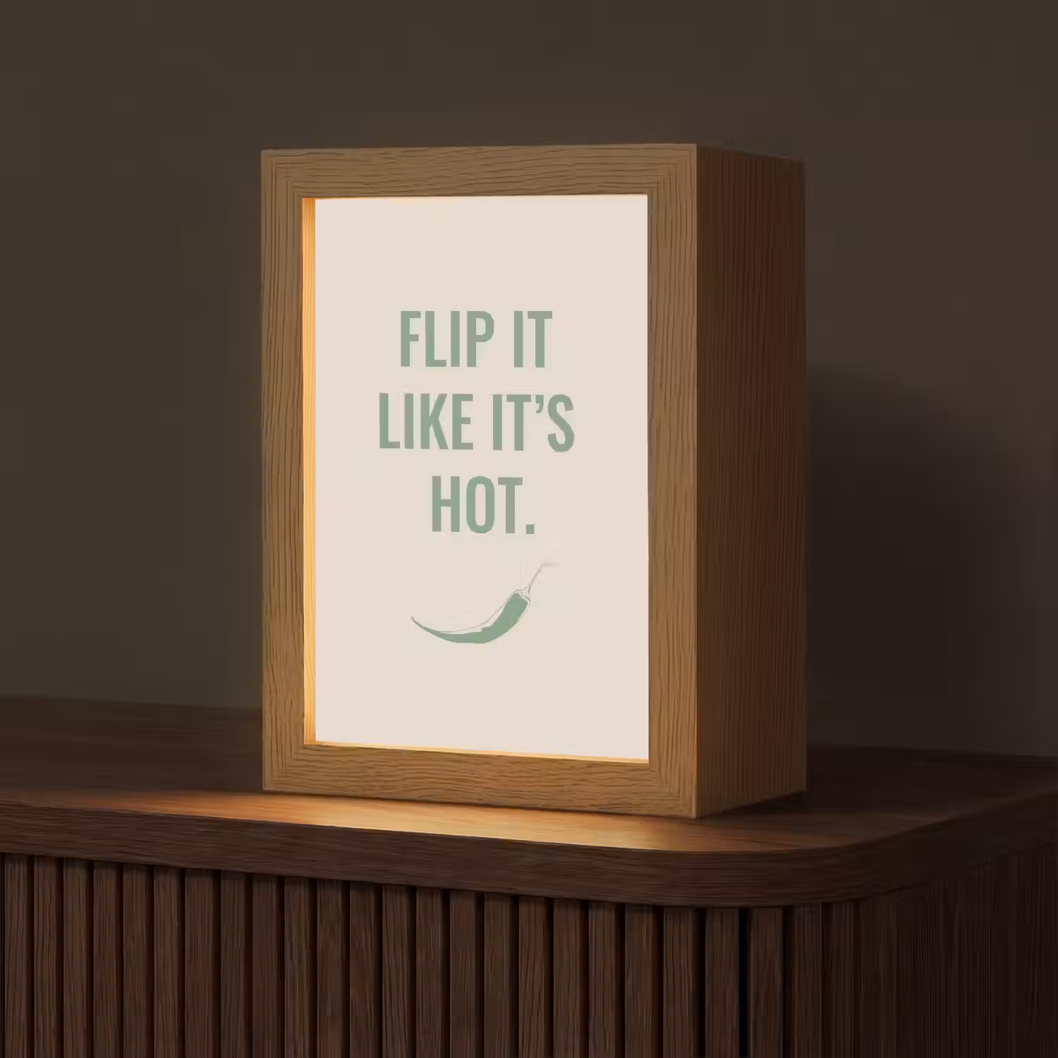 Groen - Quote - Zomer - Chilipeper Light Box met kabel (Tafellamp) klein -z3d_website