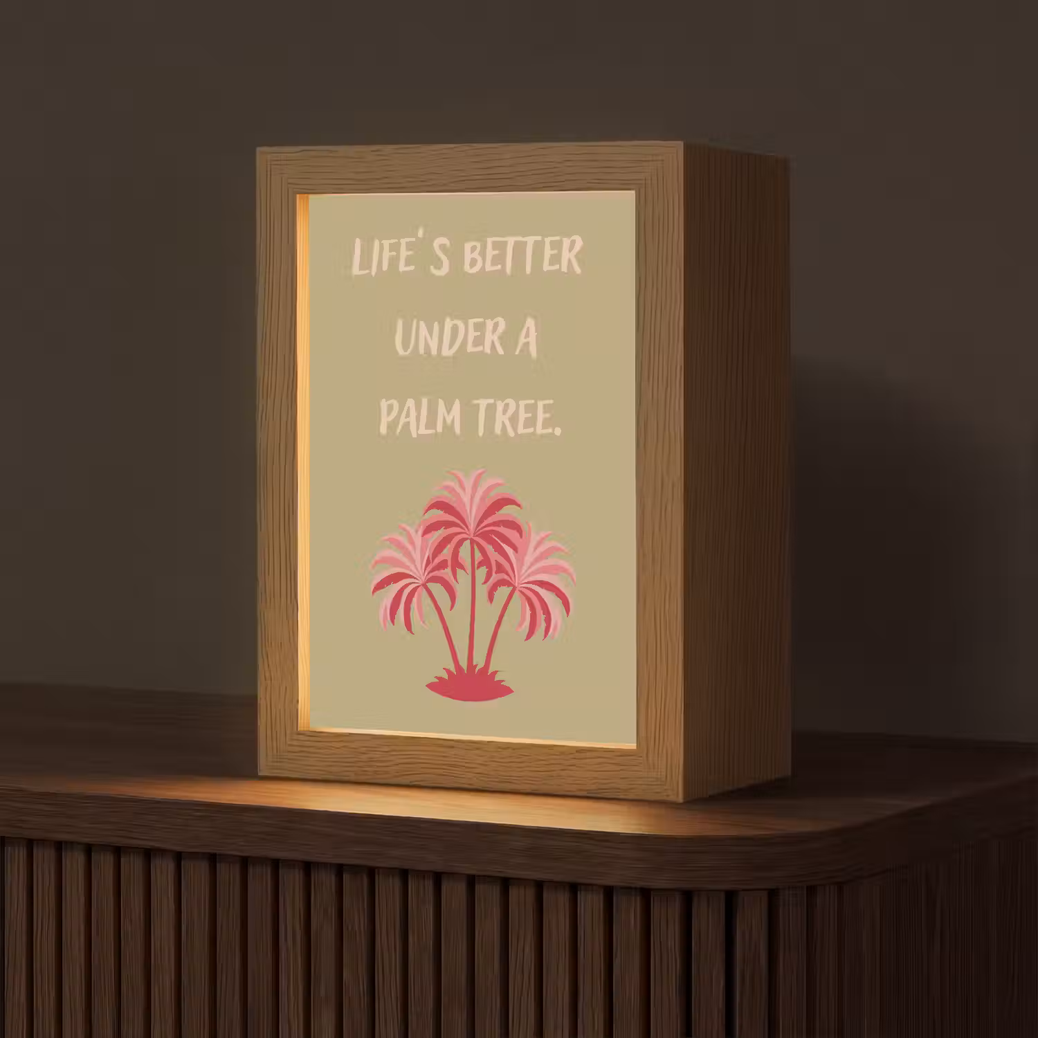 Groen - Zomer - Quote - Palmboom Light Box met kabel (Tafellamp) klein -z3d_website