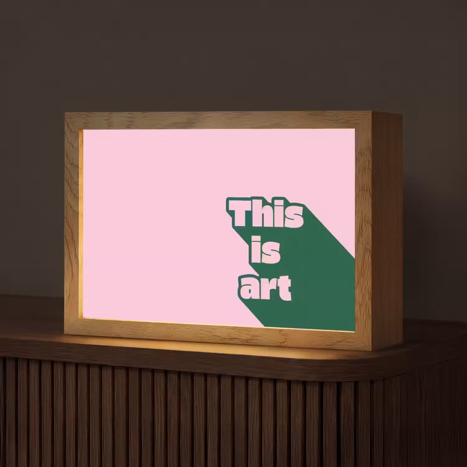 Groen - Teskt - This is art - Roze Light Box met kabel (Tafellamp) klein -z3d_website