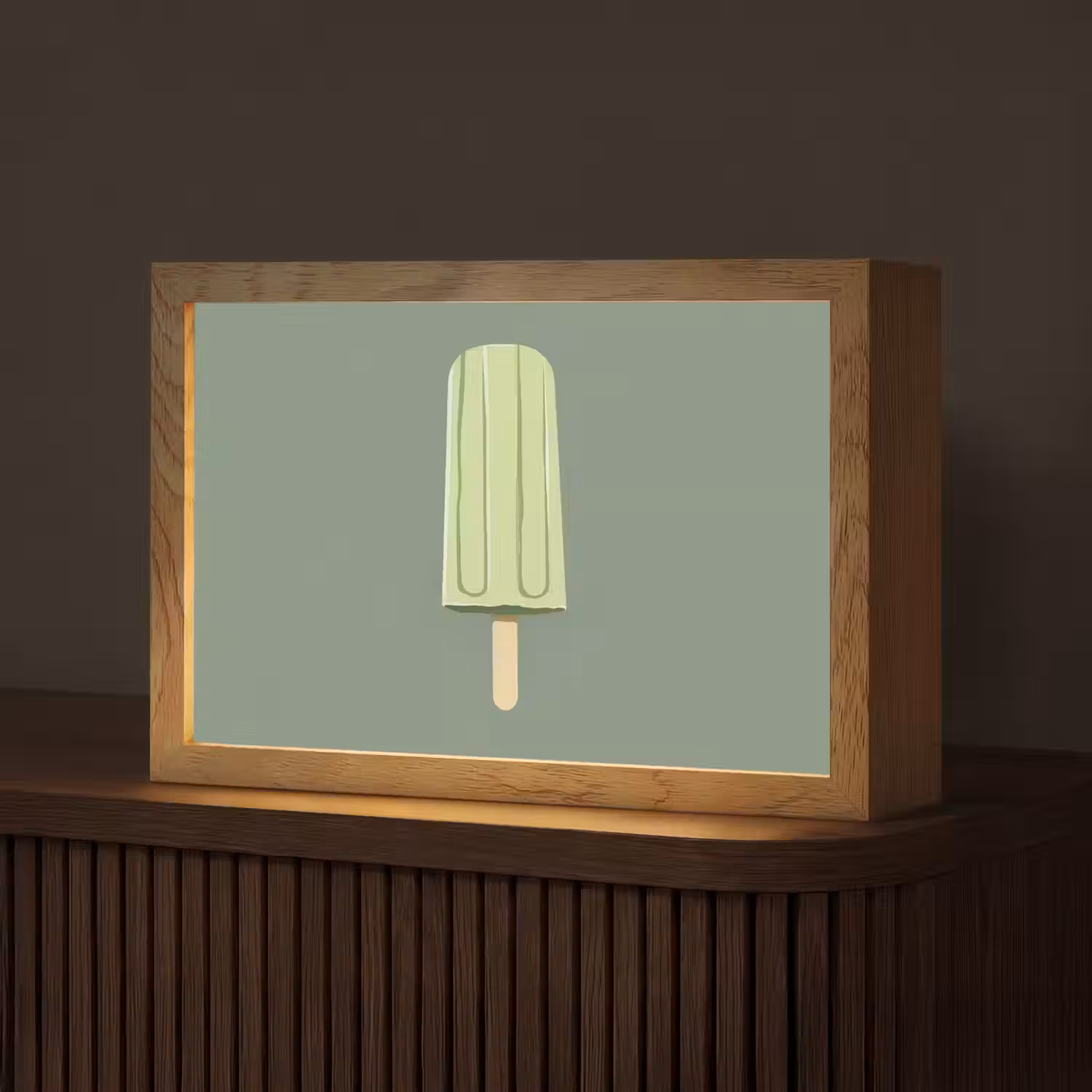 Groen - Waterijsje - Stokje - Illustratie Light Box met kabel (Tafellamp) klein -z3d_website