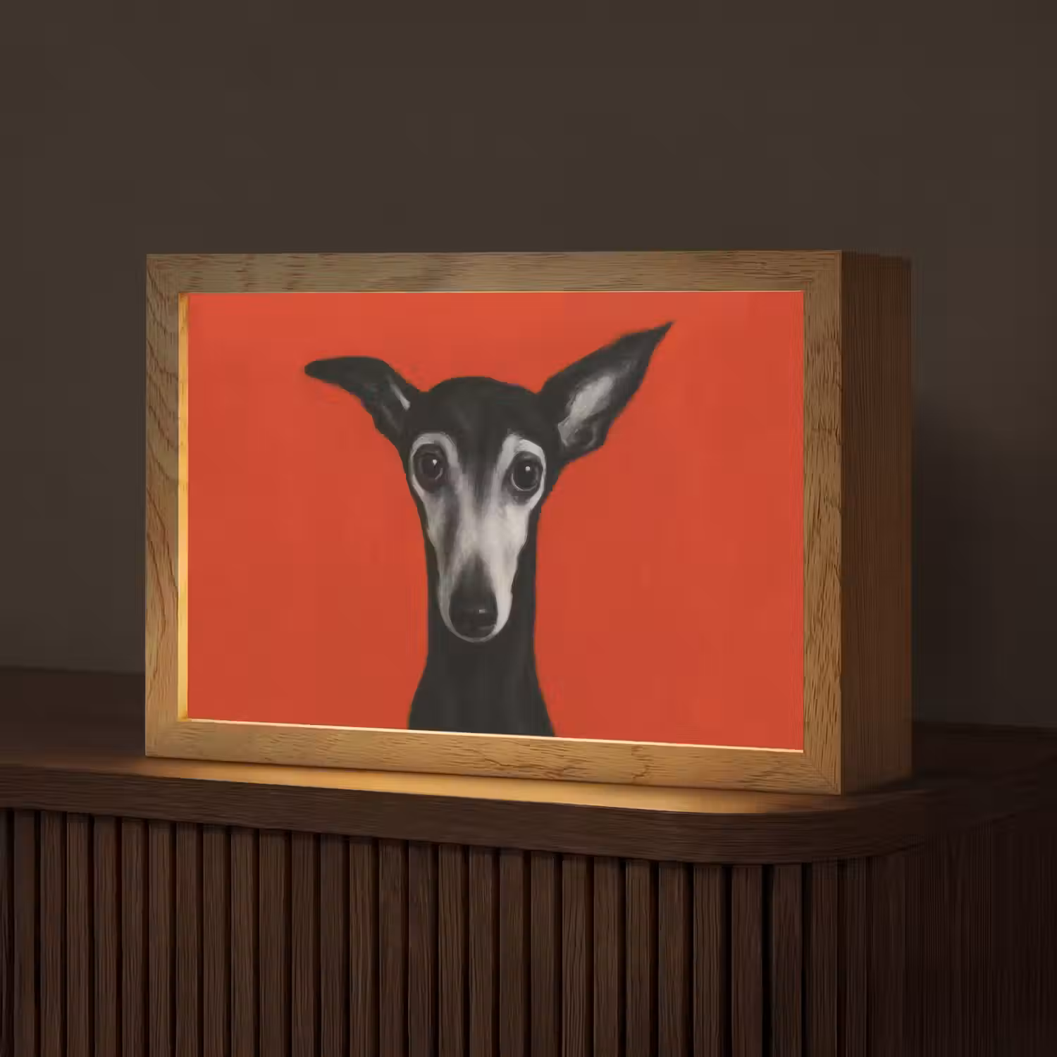 Windhond - Minimalistisch - Rood Light Box met kabel (Tafellamp) klein -z3d_website