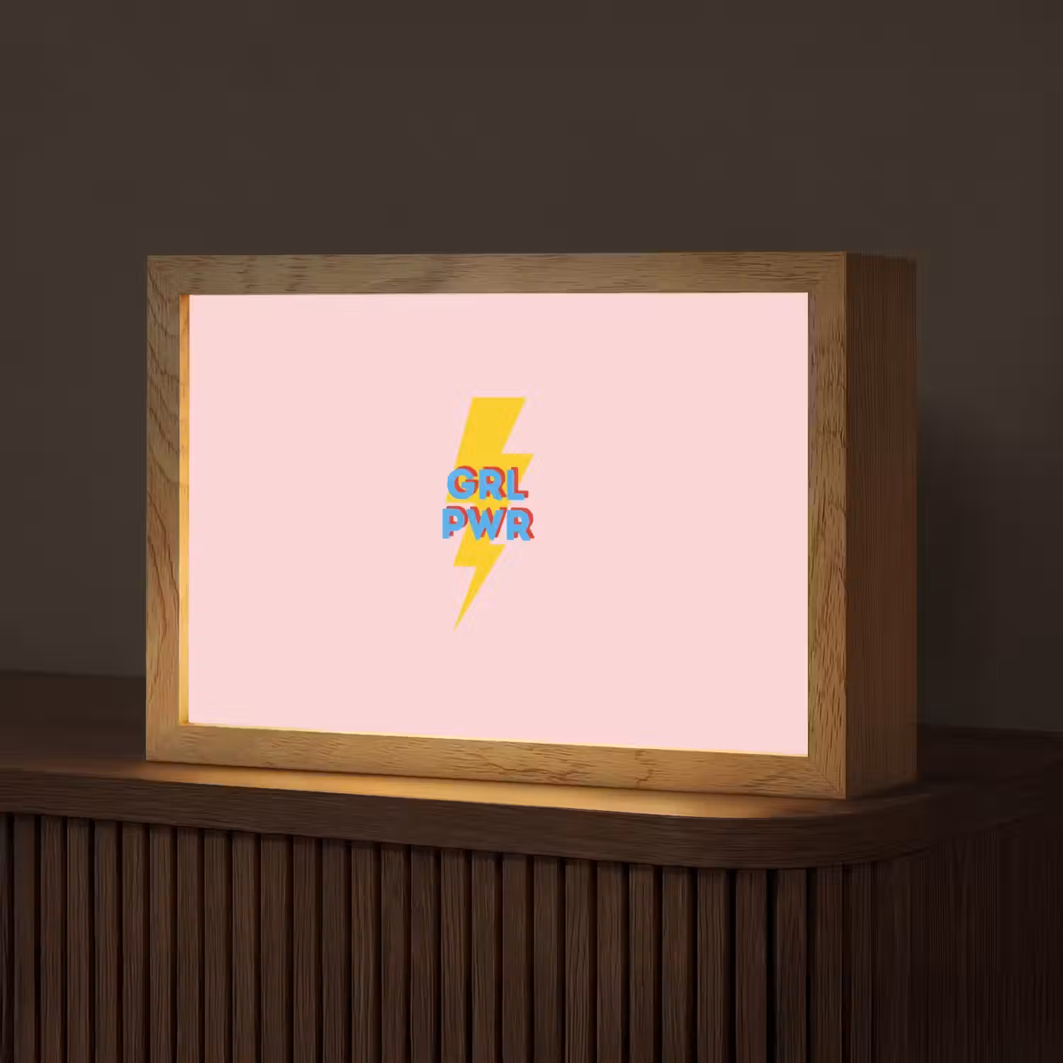 Grl pwr - Bliksem - Roze Light Box met kabel (Tafellamp) klein -z3d_website