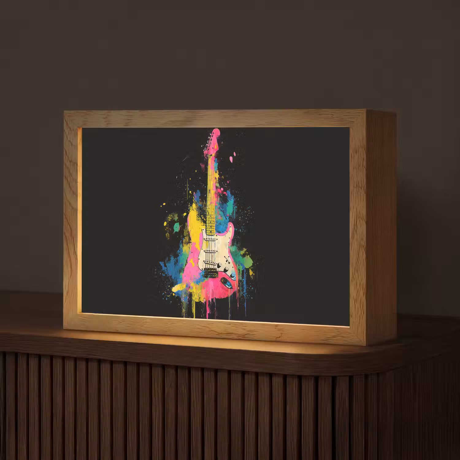 Gitaar - Kleurrijk - Verf Light Box met kabel (Tafellamp) klein -z3d_website