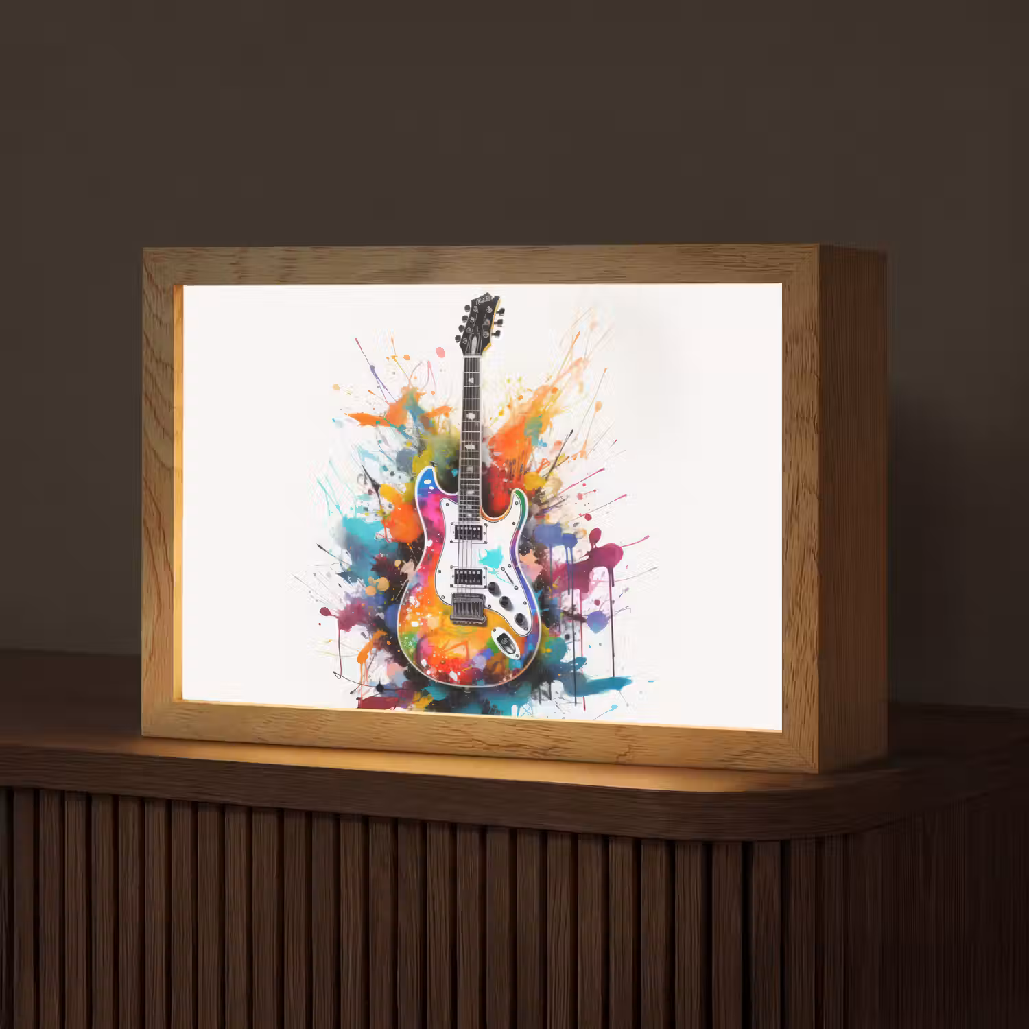 Gitaar - Graffiti - Muziek - Wit Light Box met kabel (Tafellamp) klein -z3d_website