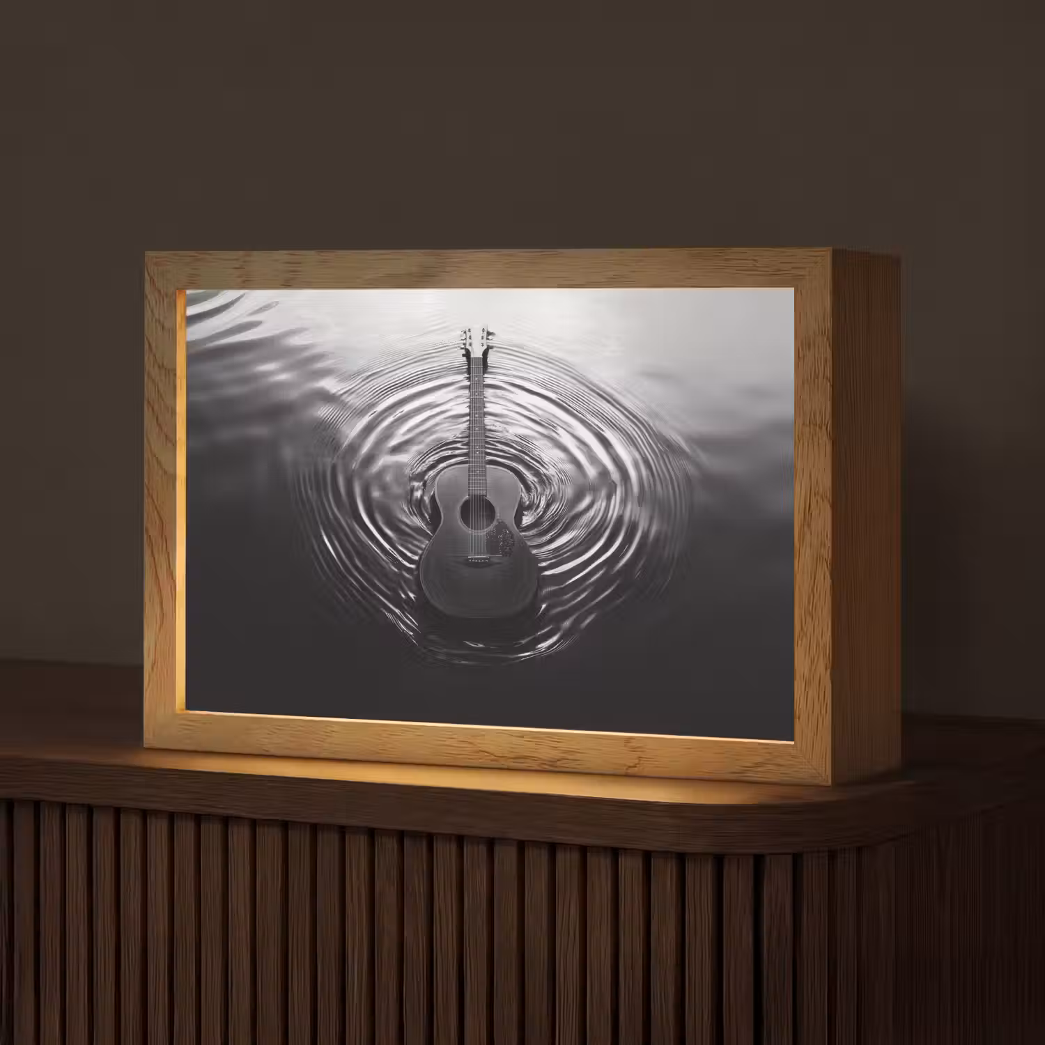 Gitaar - Hout - Water Light Box met kabel (Tafellamp) klein -z3d_website