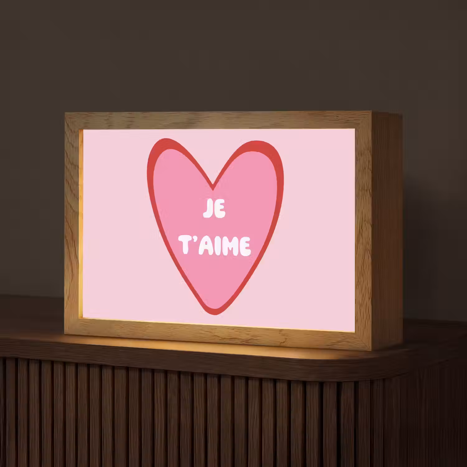 Hart - Frans - Valentijn - Roze Light Box met kabel (Tafellamp) klein -z3d_website