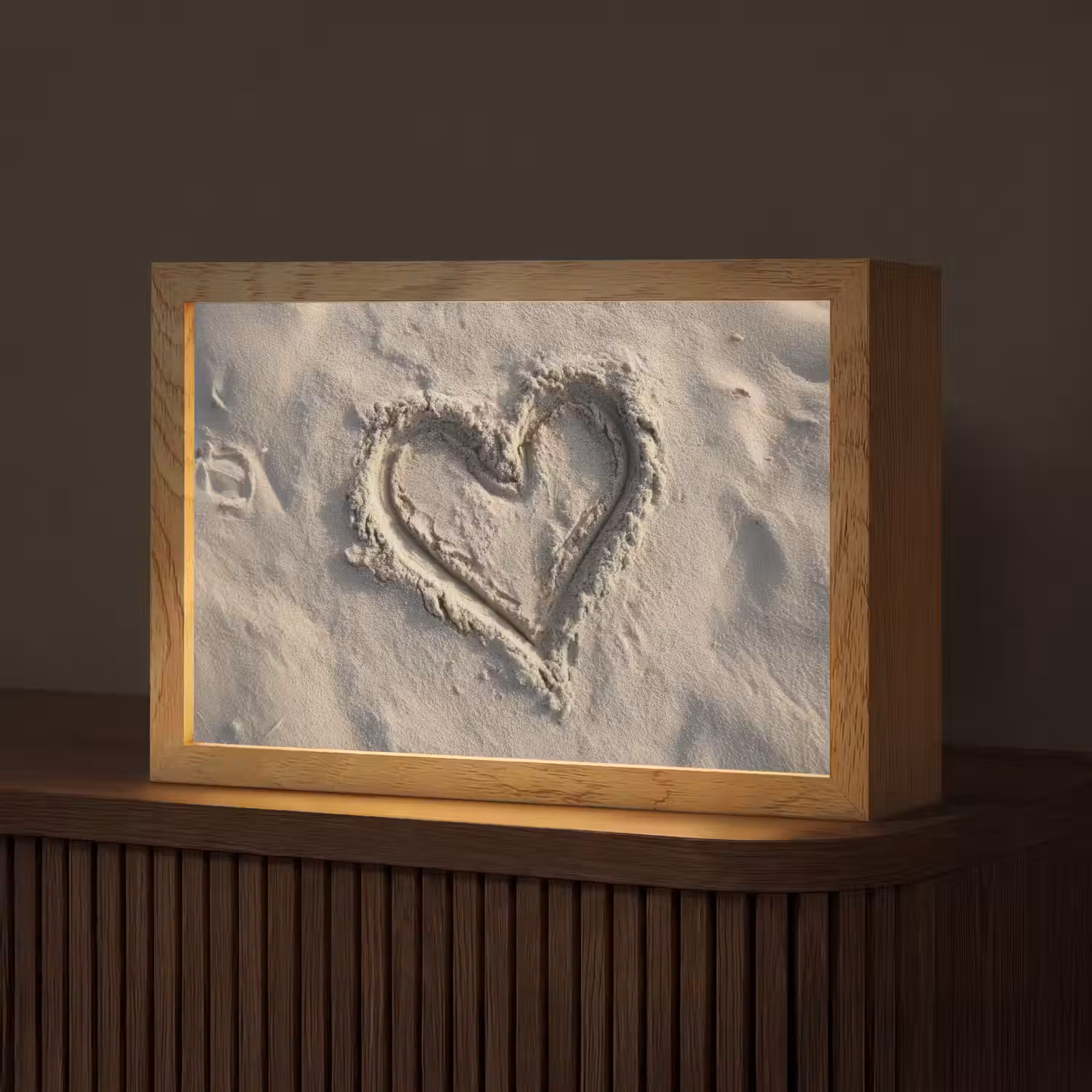 Hartvorm - Getekend - Beige - Zand Light Box met kabel (Tafellamp) klein -z3d_website