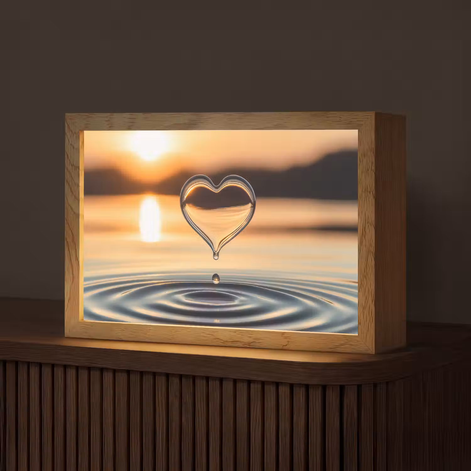 Hart - Water - Zonsondergang - Natuur - Zen Light Box met kabel (Tafellamp) klein -z3d_website