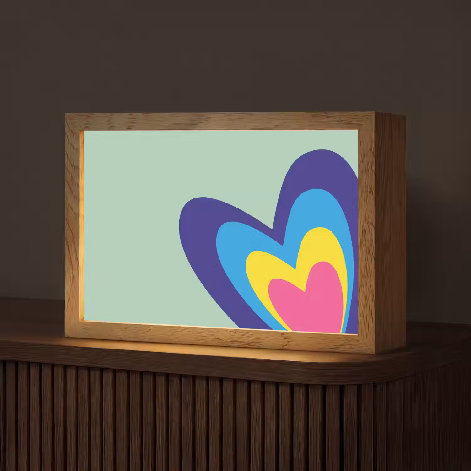 Hartjes - Kleurrijk - Valentijn Light Box met kabel (Tafellamp) klein -z3d_website