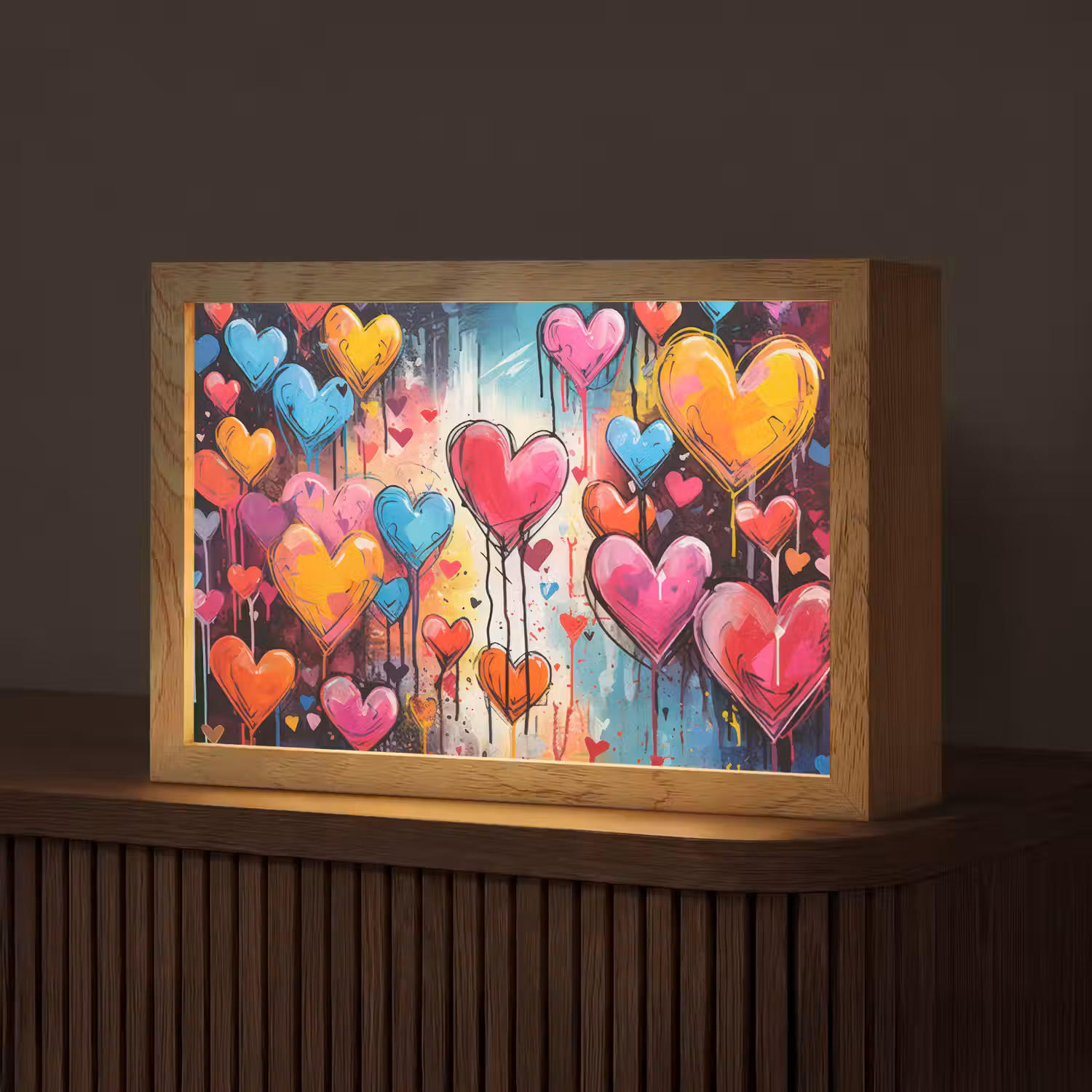 Hartjes - Kleuren - Kunst - Liefde Light Box met kabel (Tafellamp) klein -z3d_website