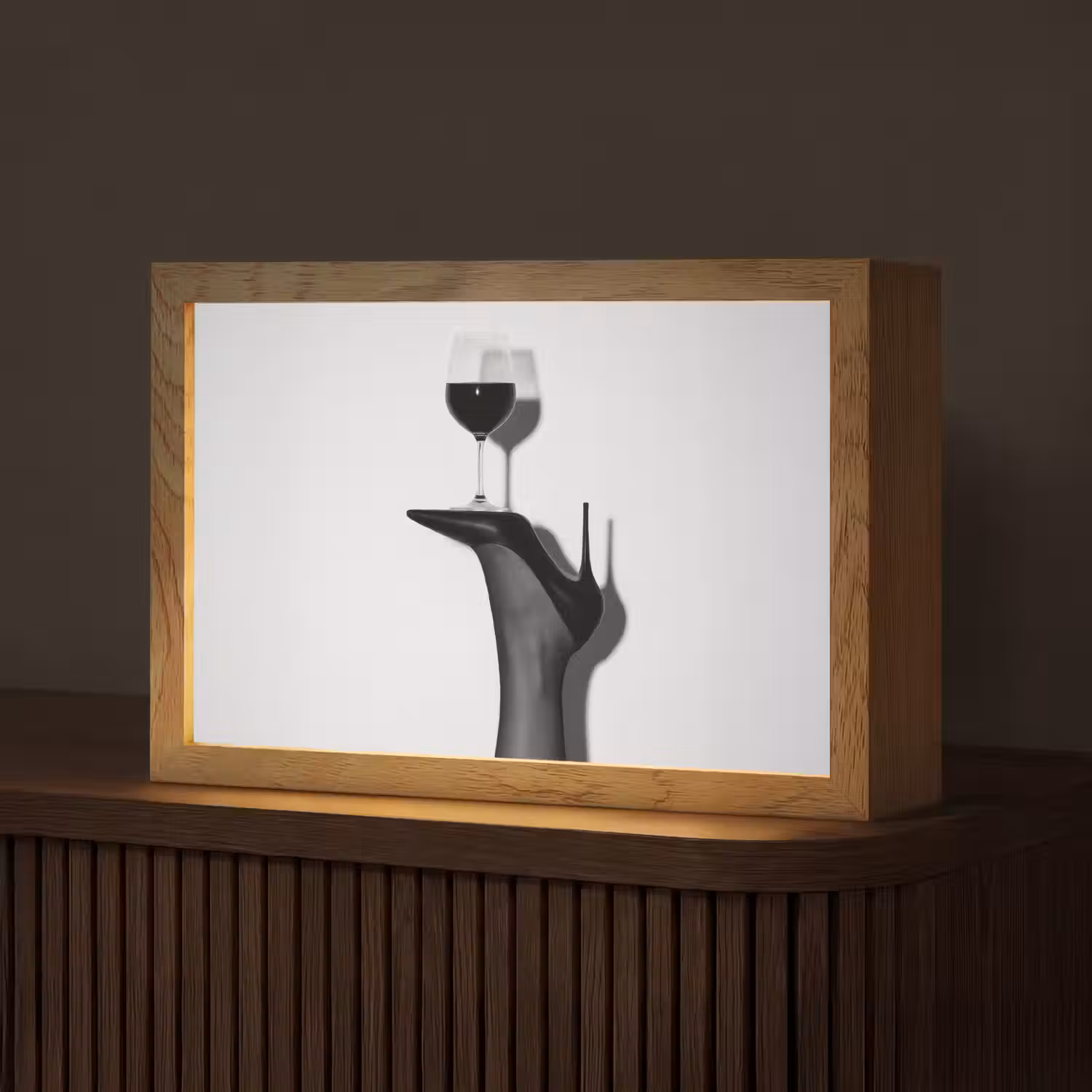 Hak - Wijn - Minimalistisch - Zwart Light Box met kabel (Tafellamp) klein -z3d_website
