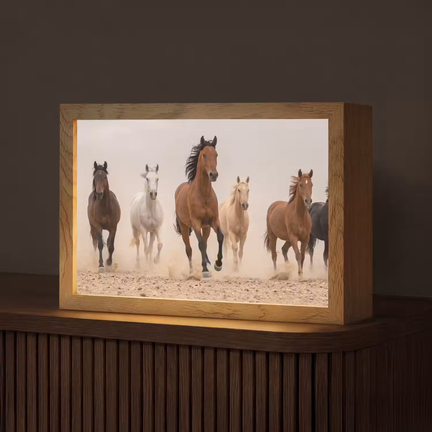 Kudde paarden - Stofwolk - Bruin - Zwart Light Box met kabel (Tafellamp) klein -z3d_website