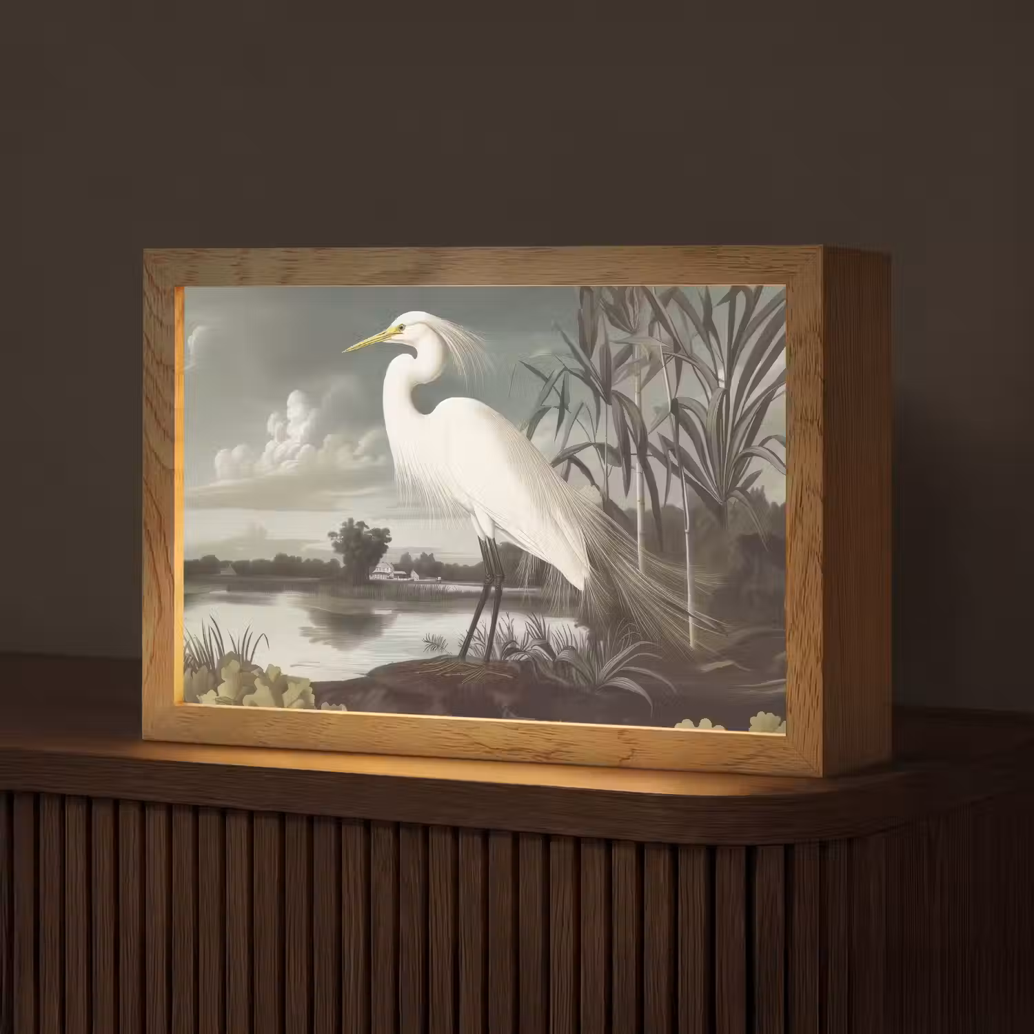 Reiger - Planten - Wolken - Wit Light Box met kabel (Tafellamp) klein -z3d_website