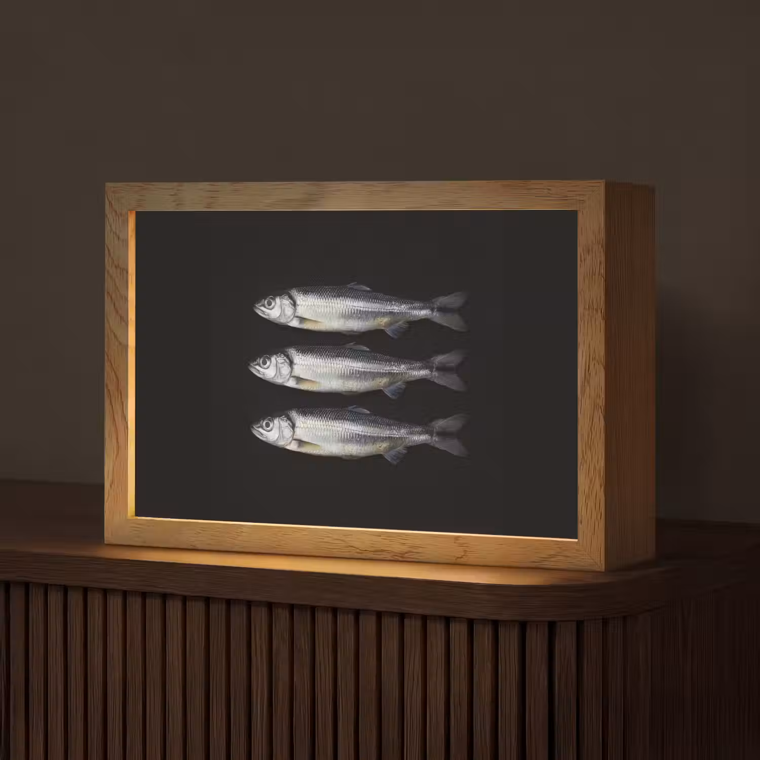 Haring - Vissen - Zwart Light Box met kabel (Tafellamp) klein -z3d_website