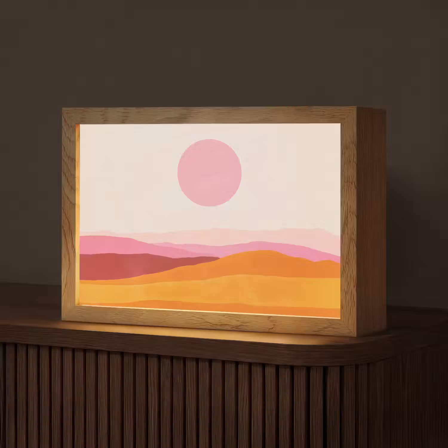 Heuvels - Oranje - Zon - Abstract Light Box met kabel (Tafellamp) klein -z3d_website