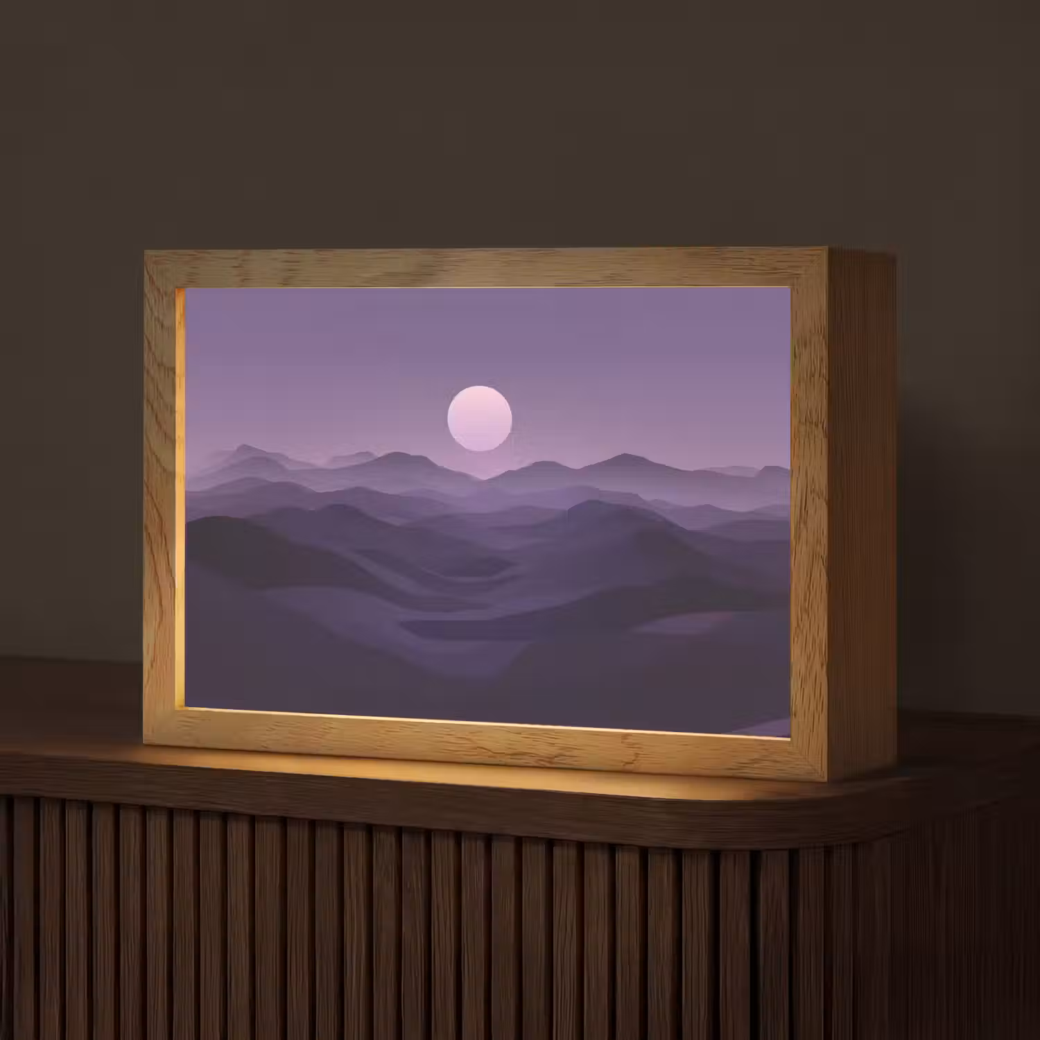 Heuvels - Paars - Mist - Zon Light Box met kabel (Tafellamp) klein -z3d_website
