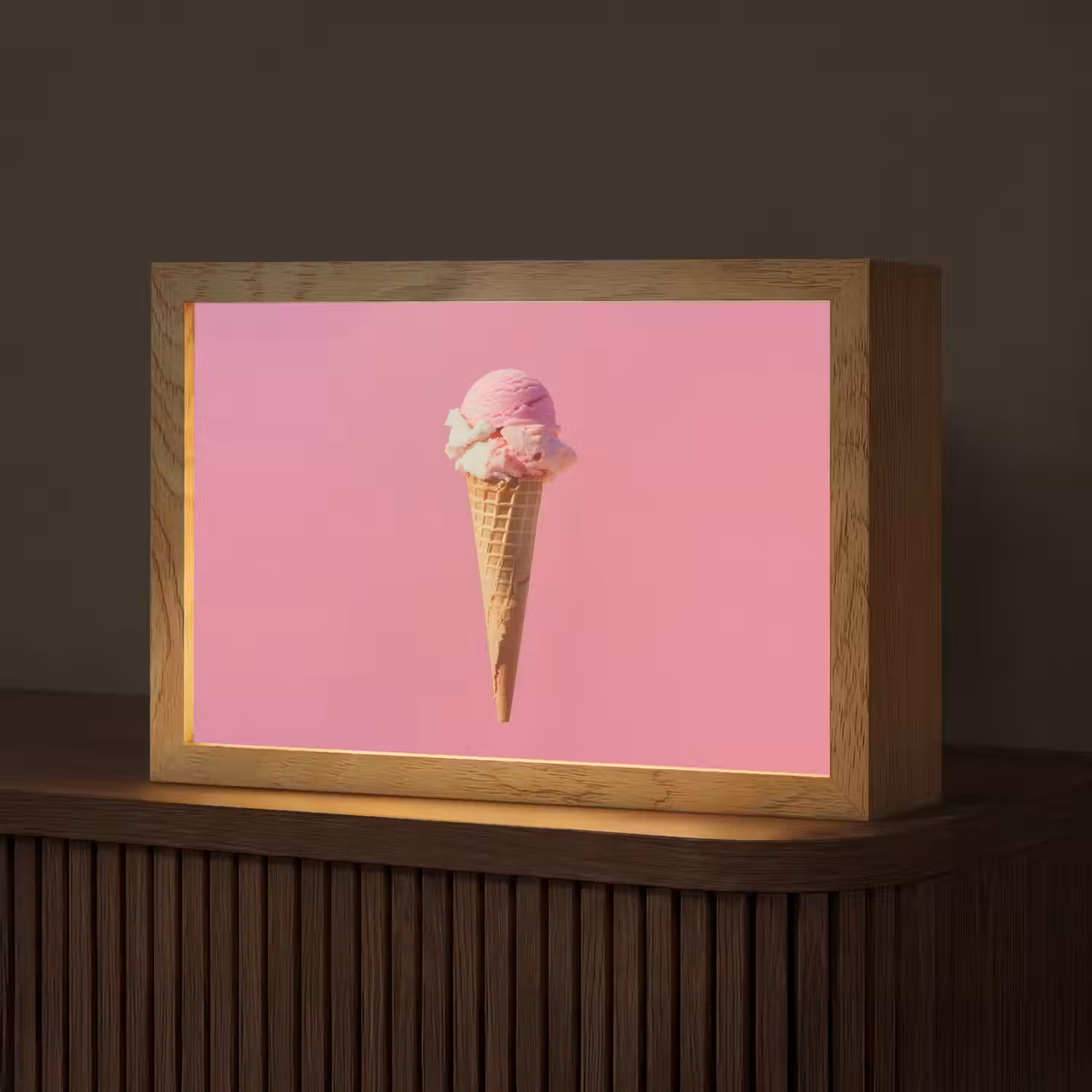 Hoorntje - Schepijs - Roze Light Box met kabel (Tafellamp) klein -z3d_website