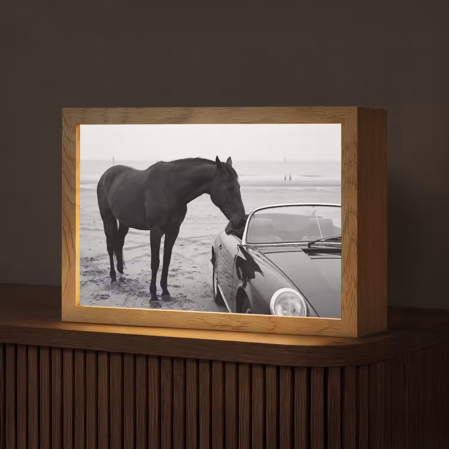 Paard - Auto - Zwart - Wit Light Box met kabel (Tafellamp) klein -z3d_website