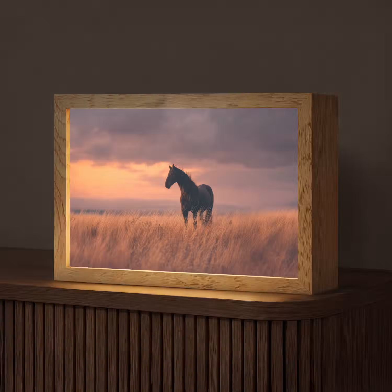Paard - Wolken - Open veld Light Box met kabel (Tafellamp) klein -z3d_website
