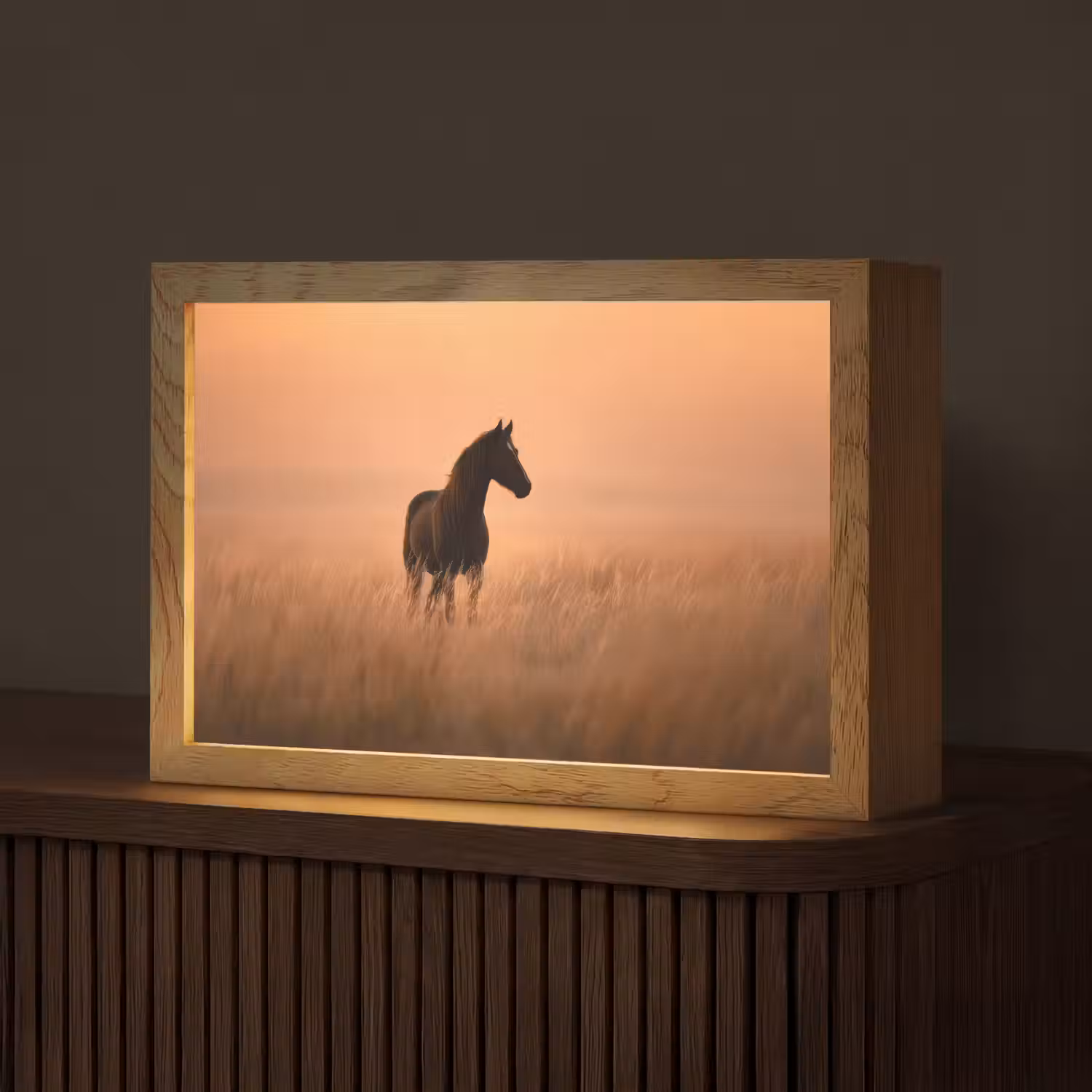 Paard - Grasveld - Zonsondergang Light Box met kabel (Tafellamp) klein -z3d_website