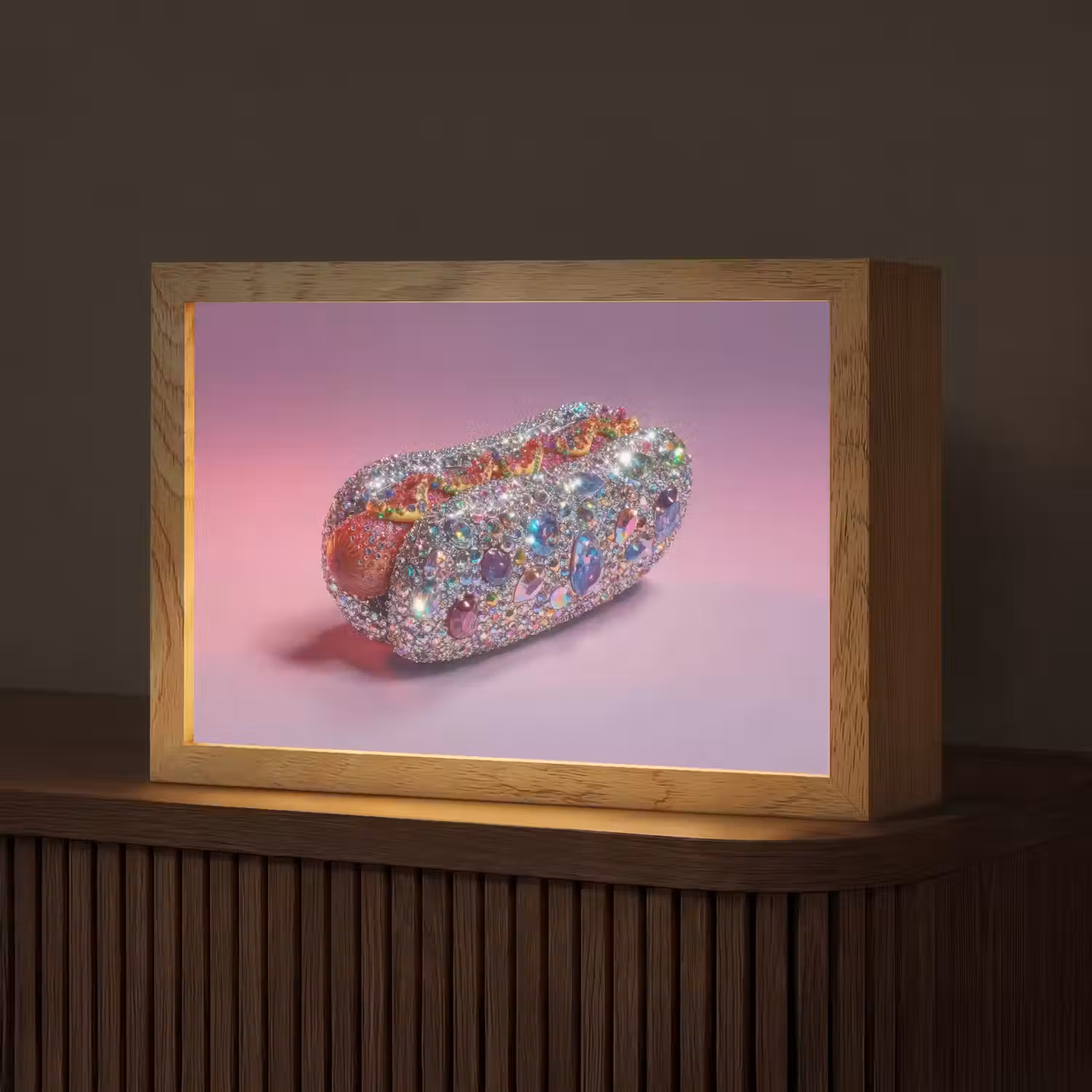 Hotdog - Steentjes - Glitters - Paars Light Box met kabel (Tafellamp) klein -z3d_website