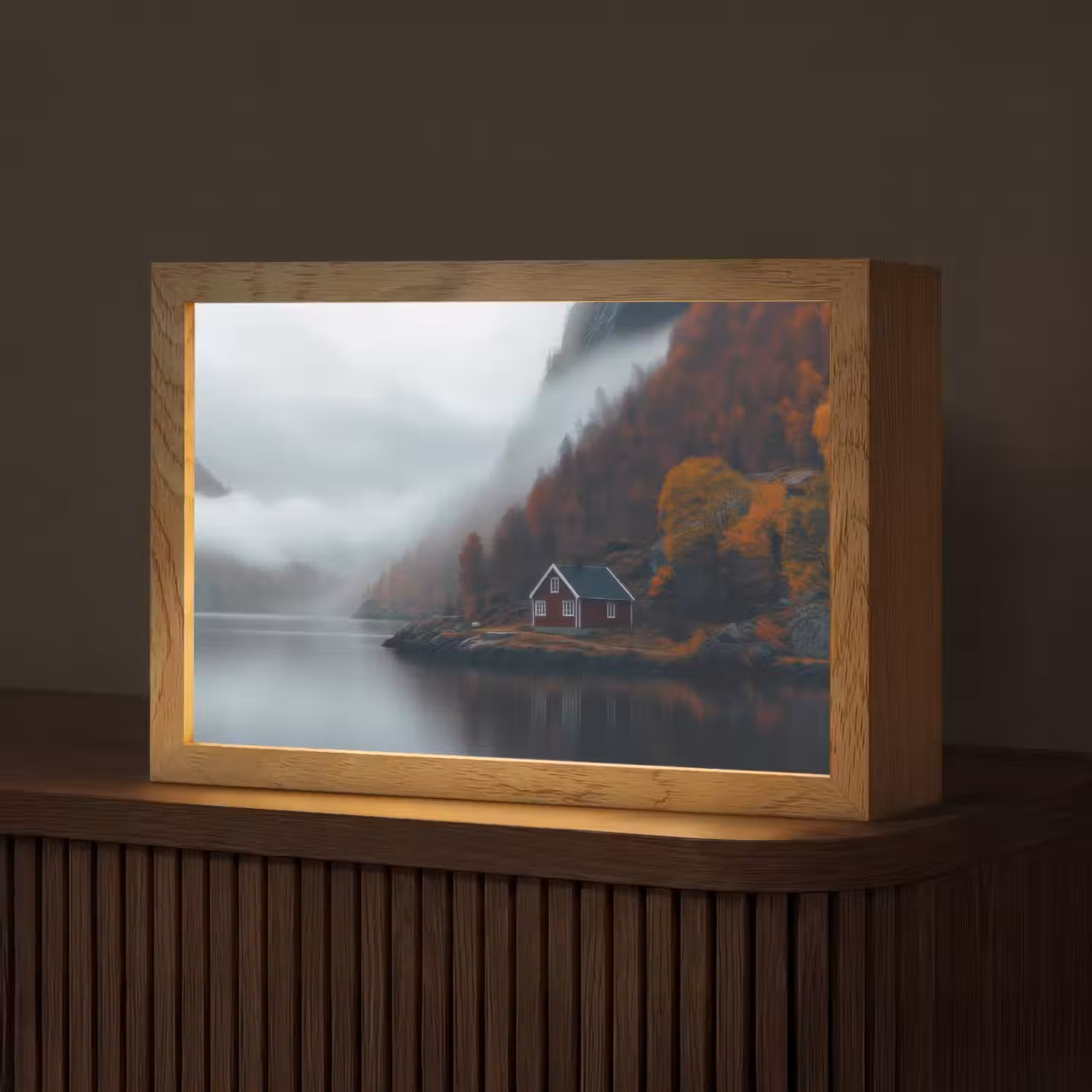 Huis - Rood - Bergen - Water Light Box met kabel (Tafellamp) klein -z3d_website