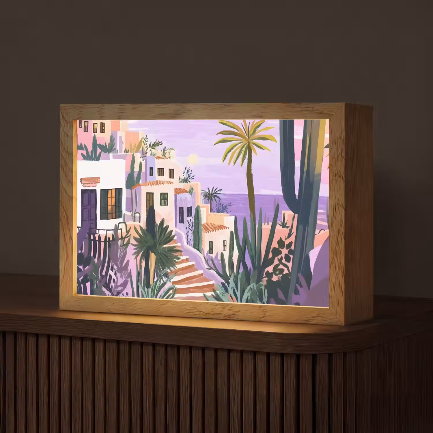 Huizen - Minimalistisch - Palmbomen - Kust Light Box met kabel (Tafellamp) klein -z3d_website