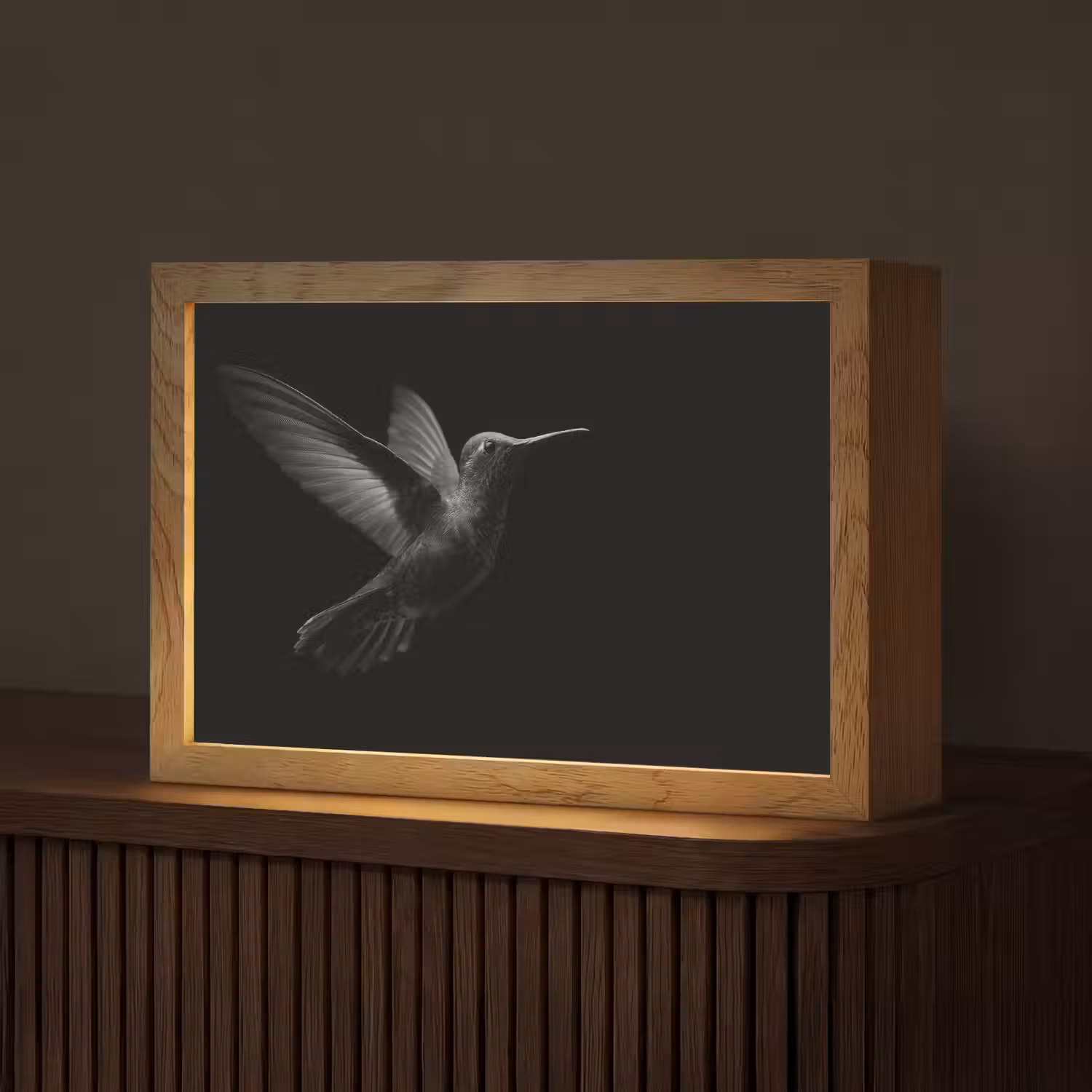 Kolibrie - Zwart - Dieren Light Box met kabel (Tafellamp) klein -z3d_website