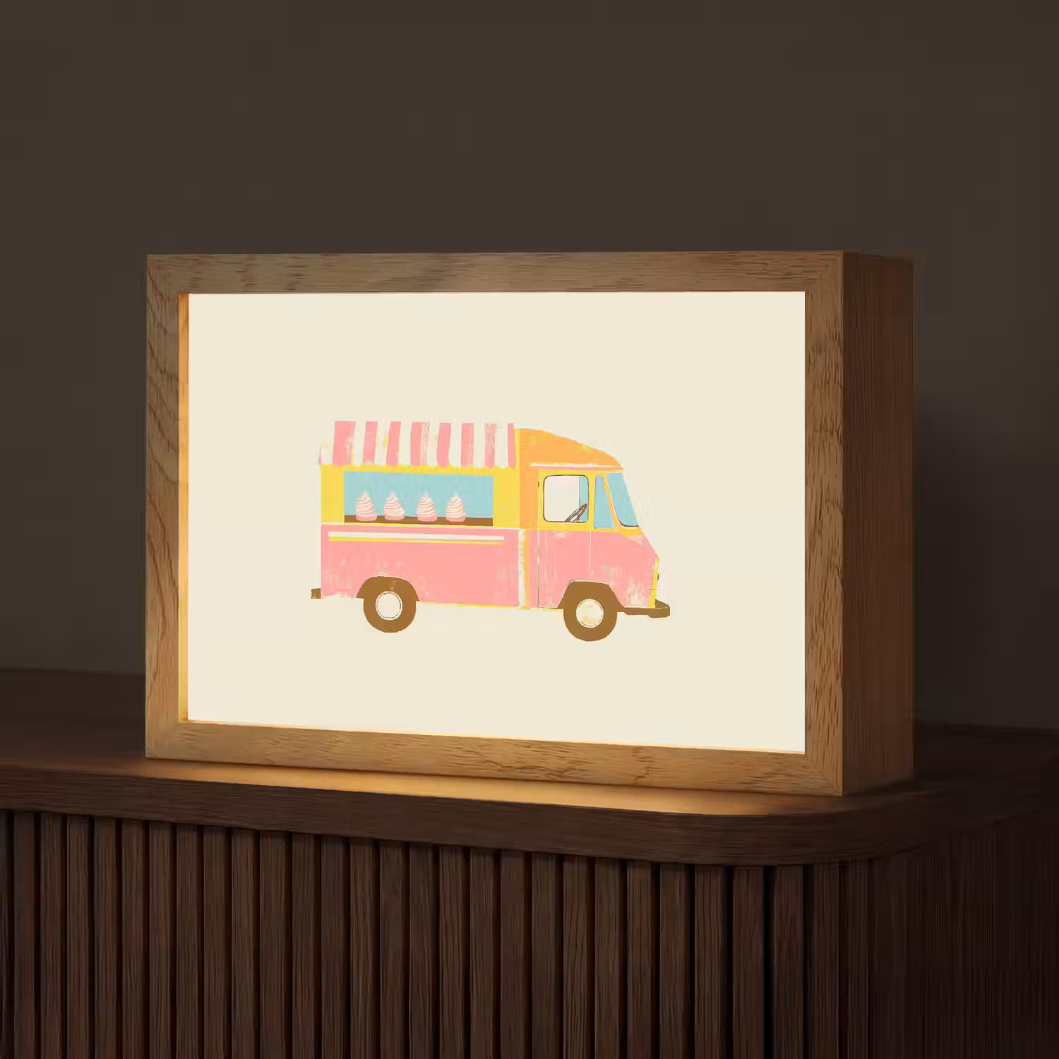 Ijskar - Retro - Softijsjes - Roze Light Box met kabel (Tafellamp) klein -z3d_website