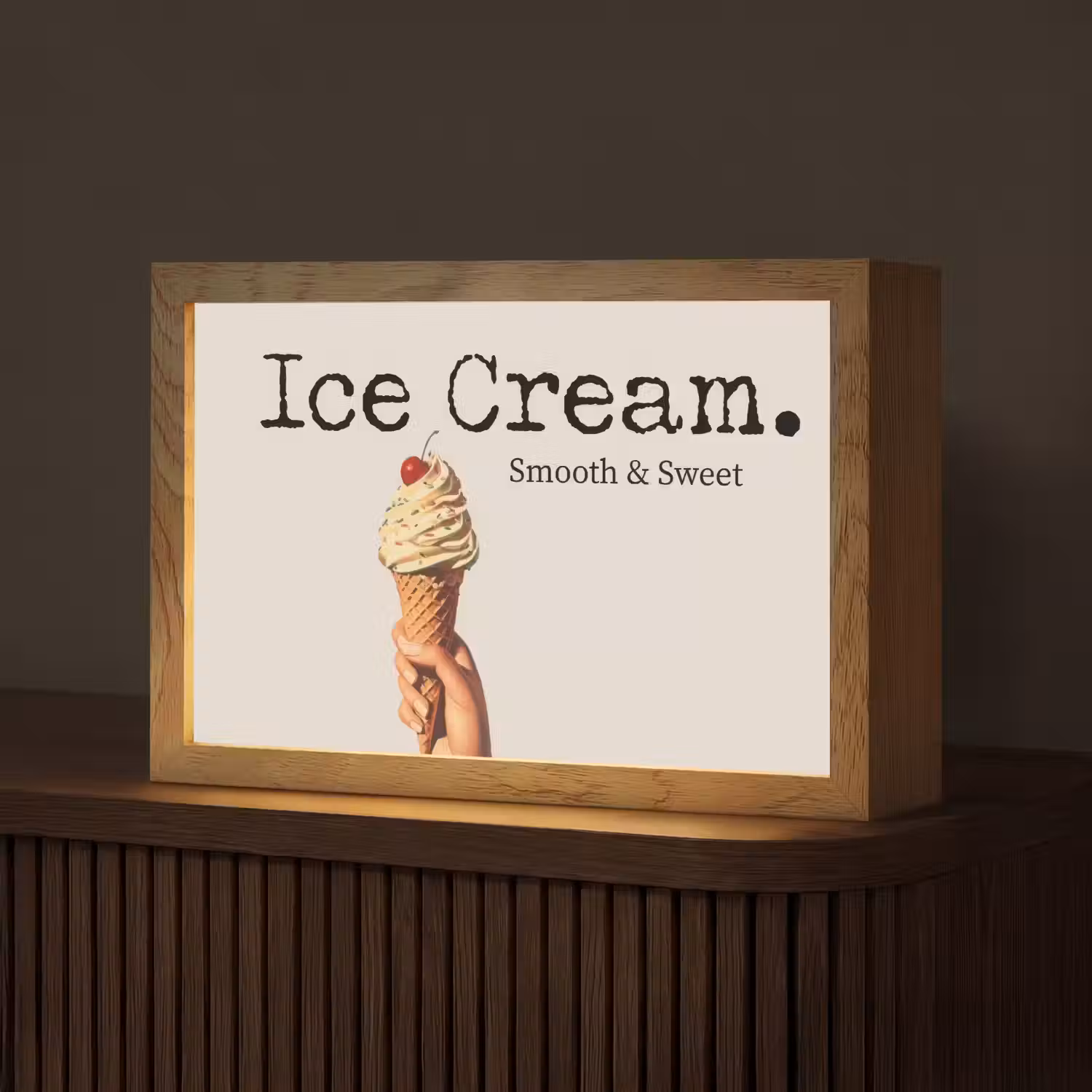 Ice cream - Softijs - Kleurrijk - Kers Light Box met kabel (Tafellamp) klein -z3d_website