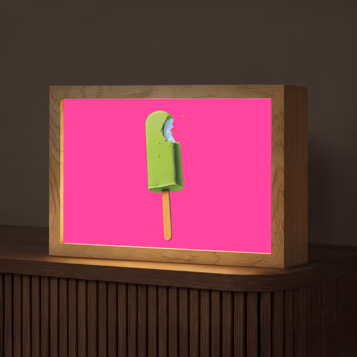 Ijsje - Stokje - Minimalistisch - Groen Light Box met kabel (Tafellamp) klein -z3d_website