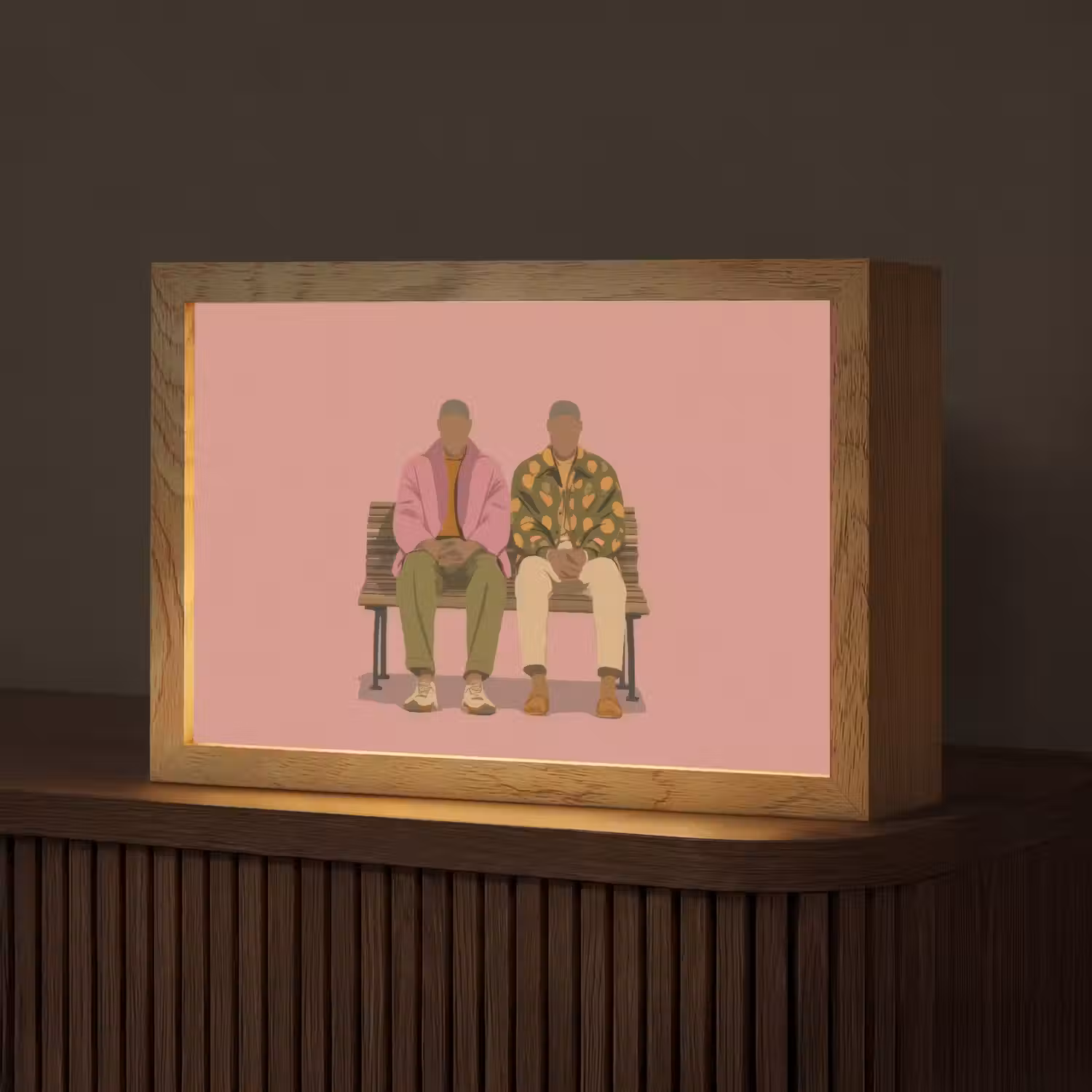 Illustratie - Bankje - Personen - Minimalistisch Light Box met kabel (Tafellamp) klein -z3d_website