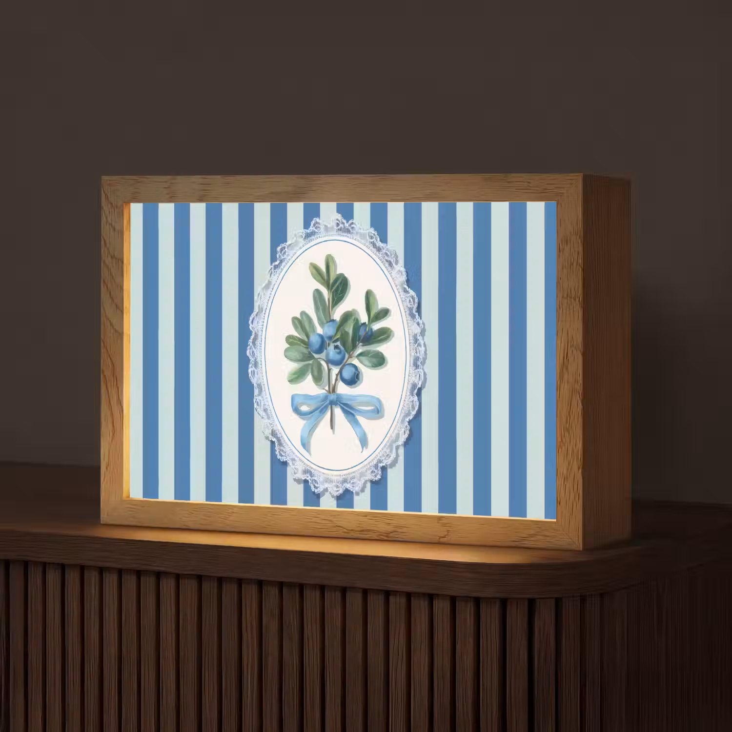 Illustratie - Bessen - Blauw - Strepen Light Box met kabel (Tafellamp) klein -z3d_website