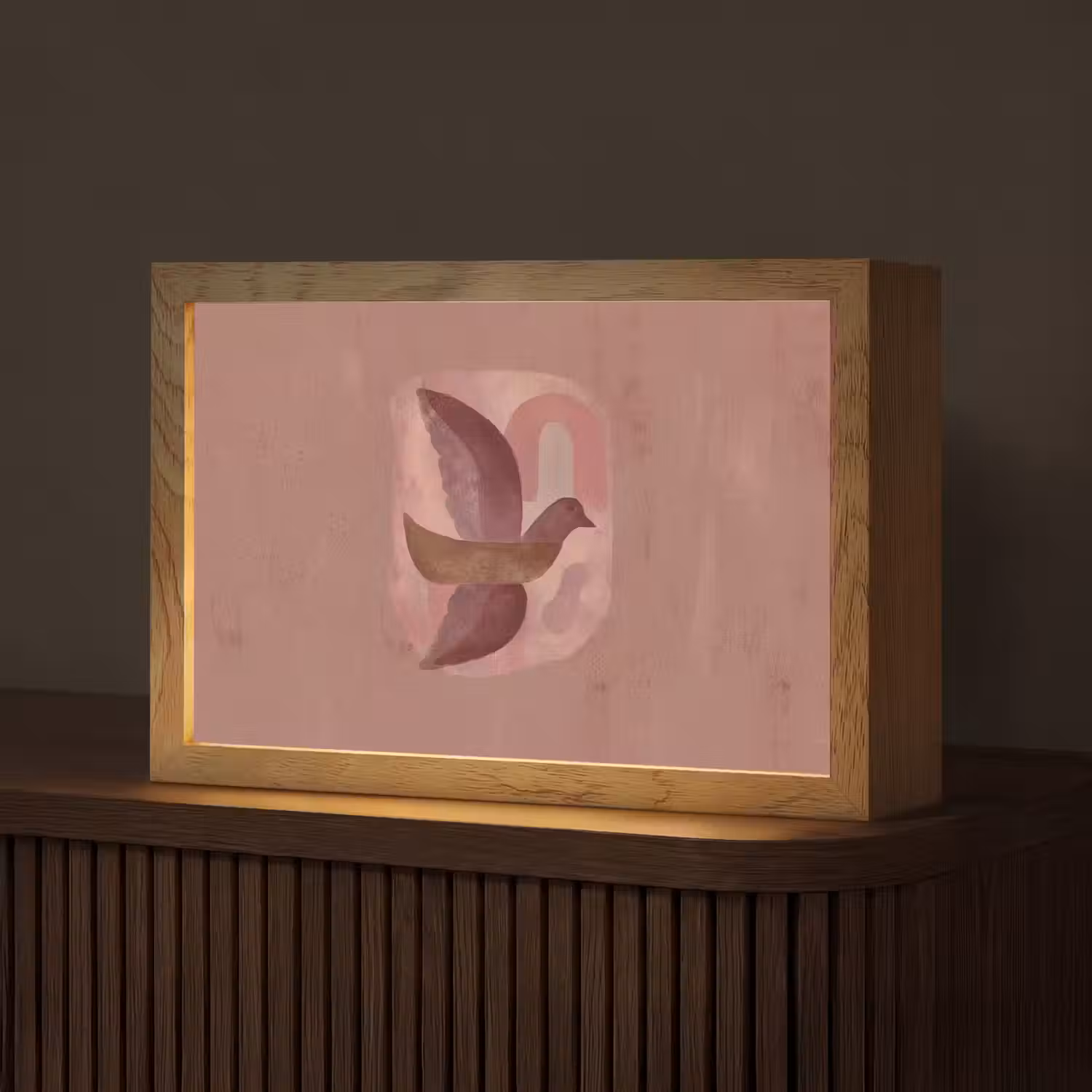 Illustratie - Vogels - Abstract - Roze Light Box met kabel (Tafellamp) klein -z3d_website